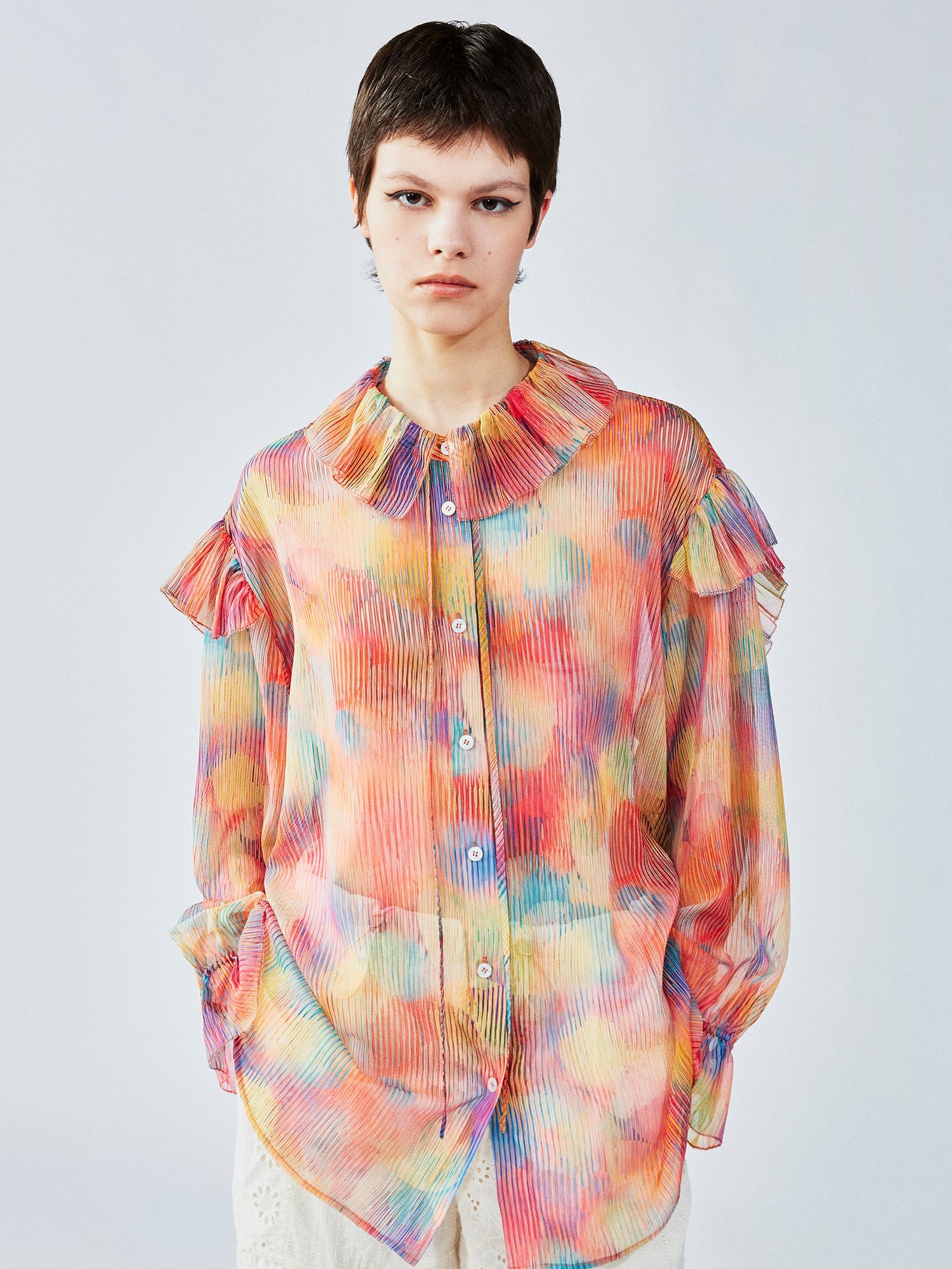 Dreamy light ruffle collar blouse