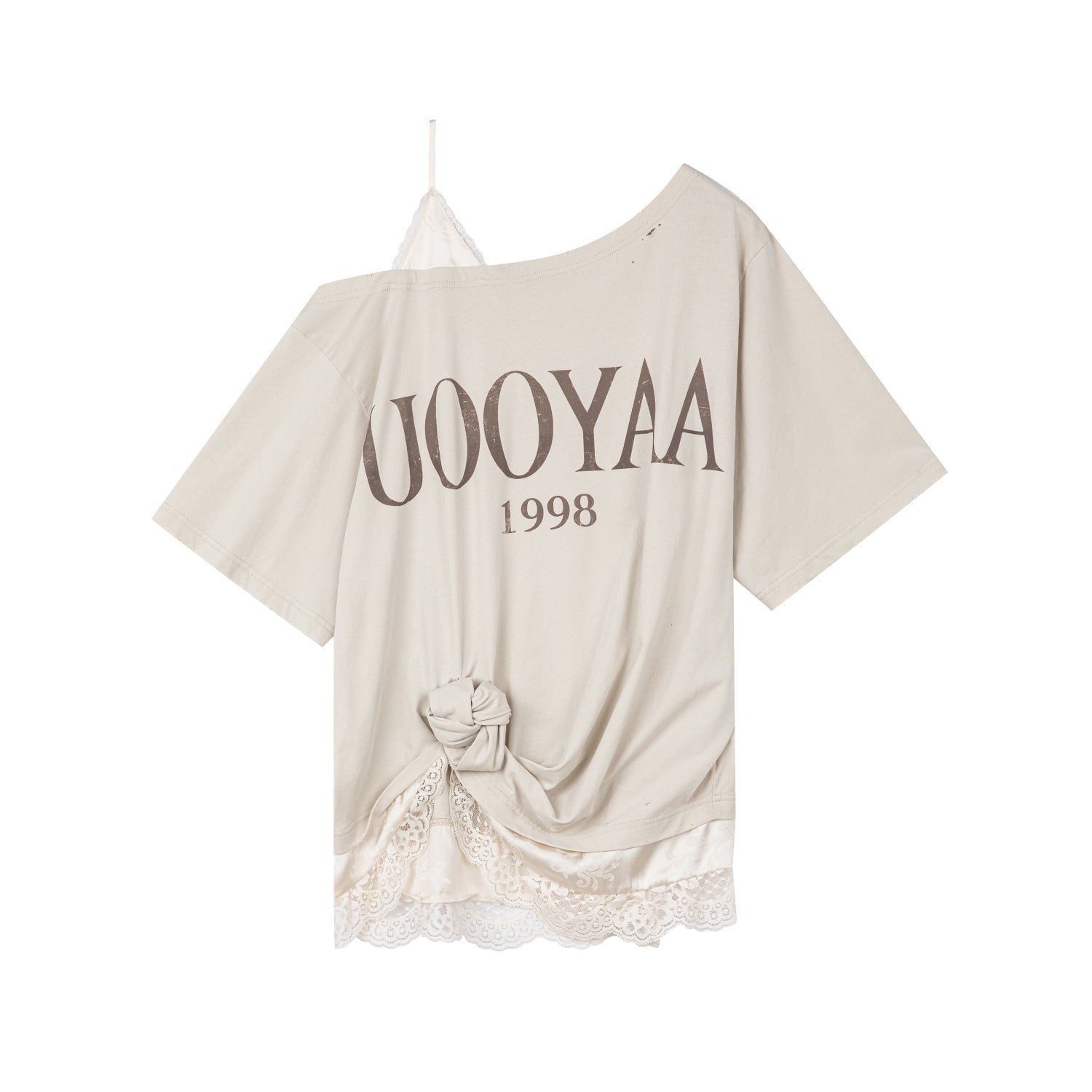 3D twist lace faux two-piece camisole tee