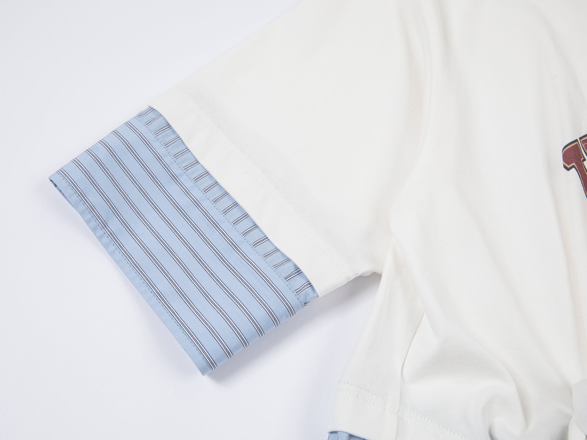 3D twist faux two-piece shirt t-shirt