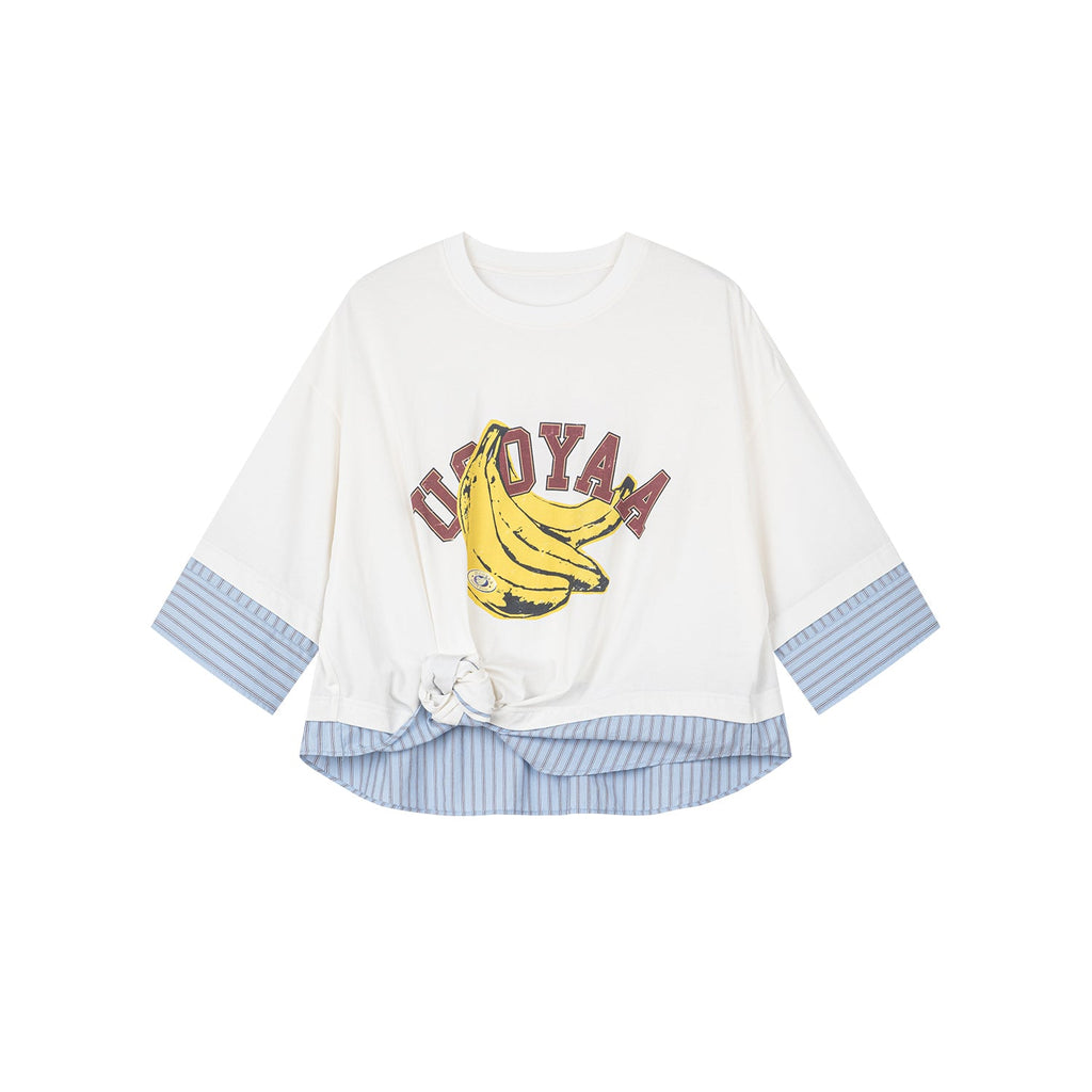 3DツイストフェイクツーピースシャツTシャツ