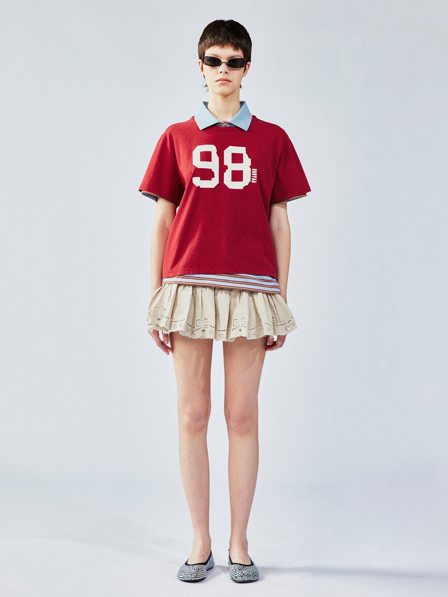 Faux two-piece polo tee