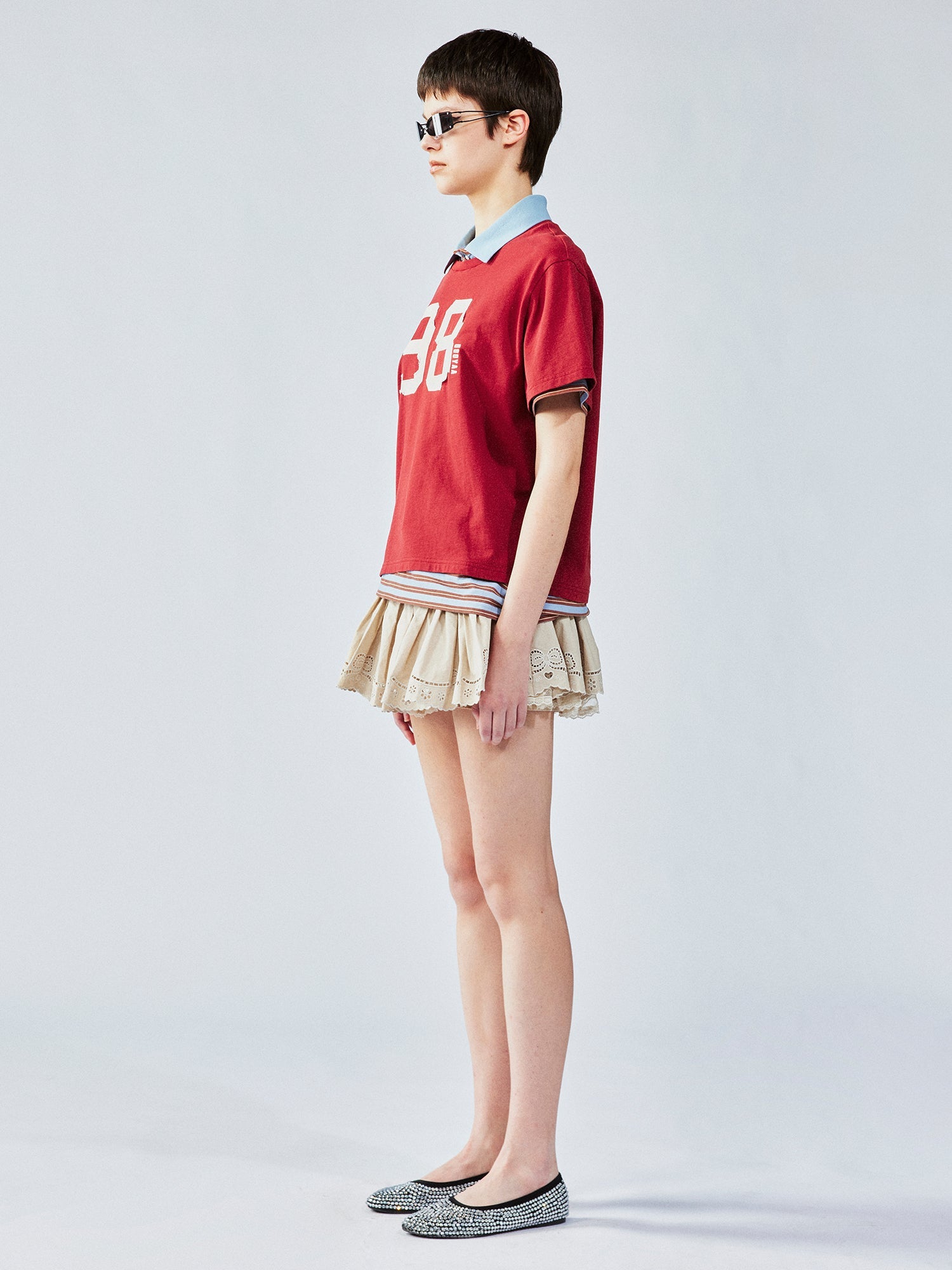 Faux two-piece polo tee