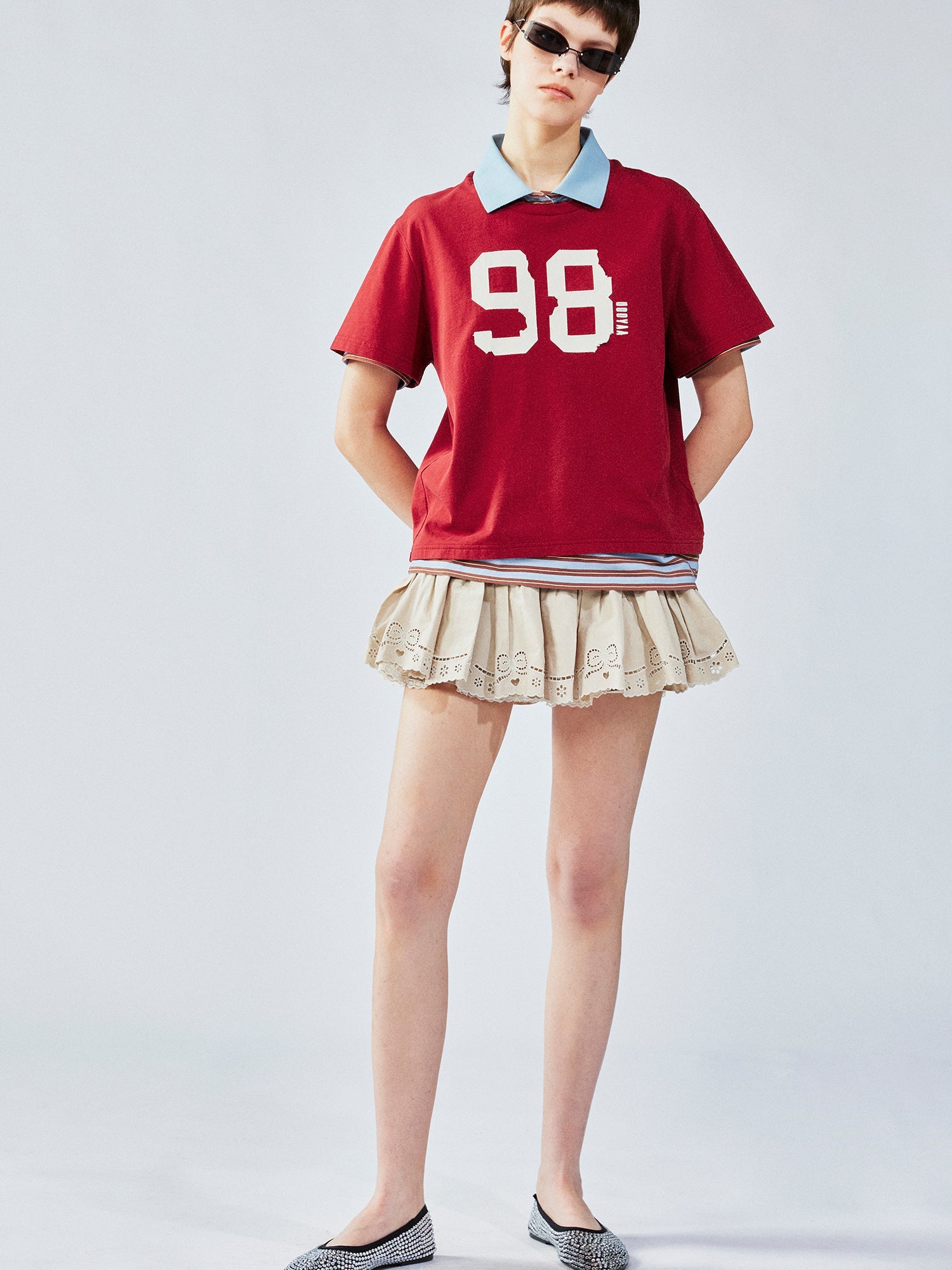 Faux two-piece polo tee