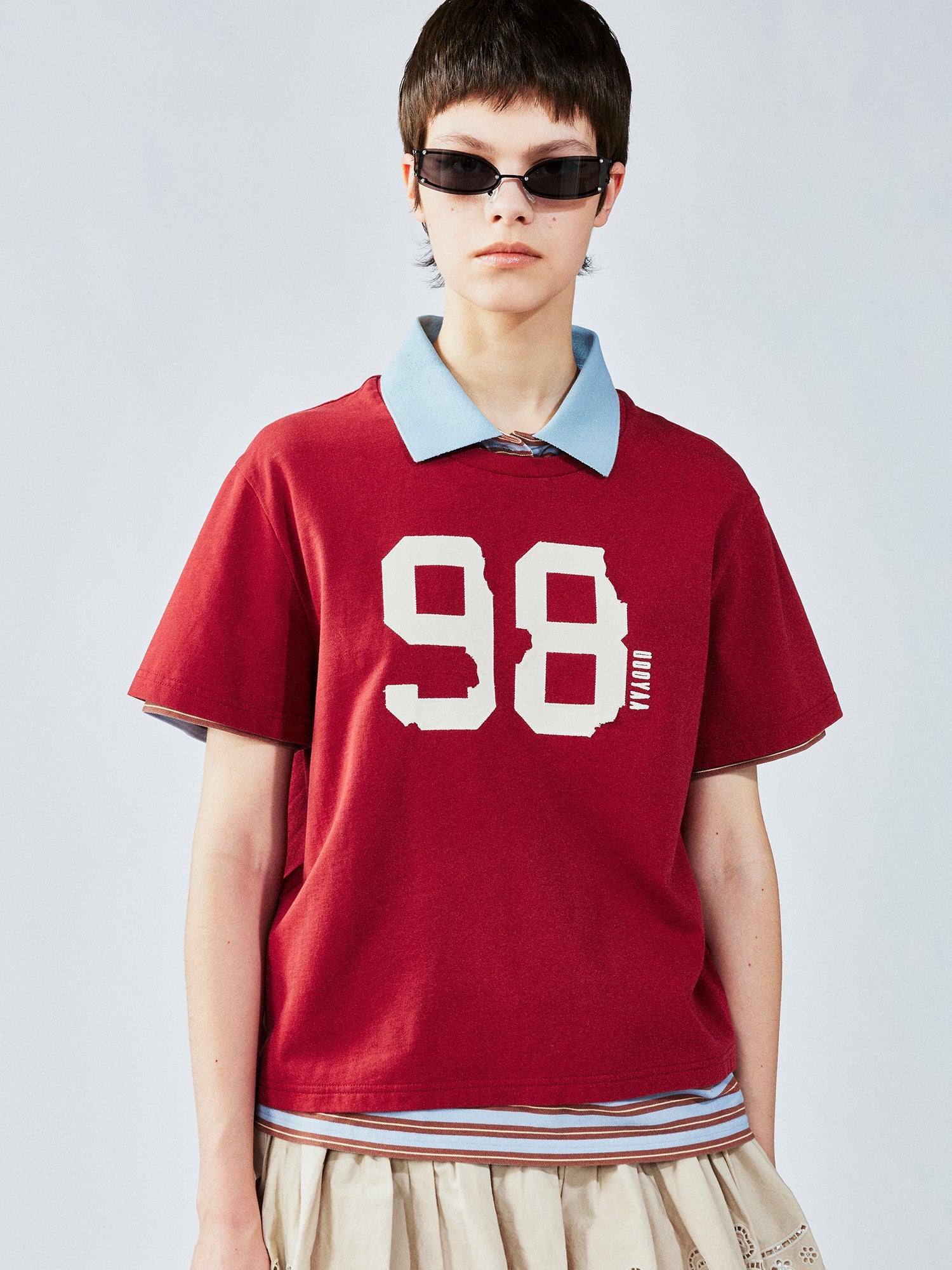 Faux two-piece polo tee