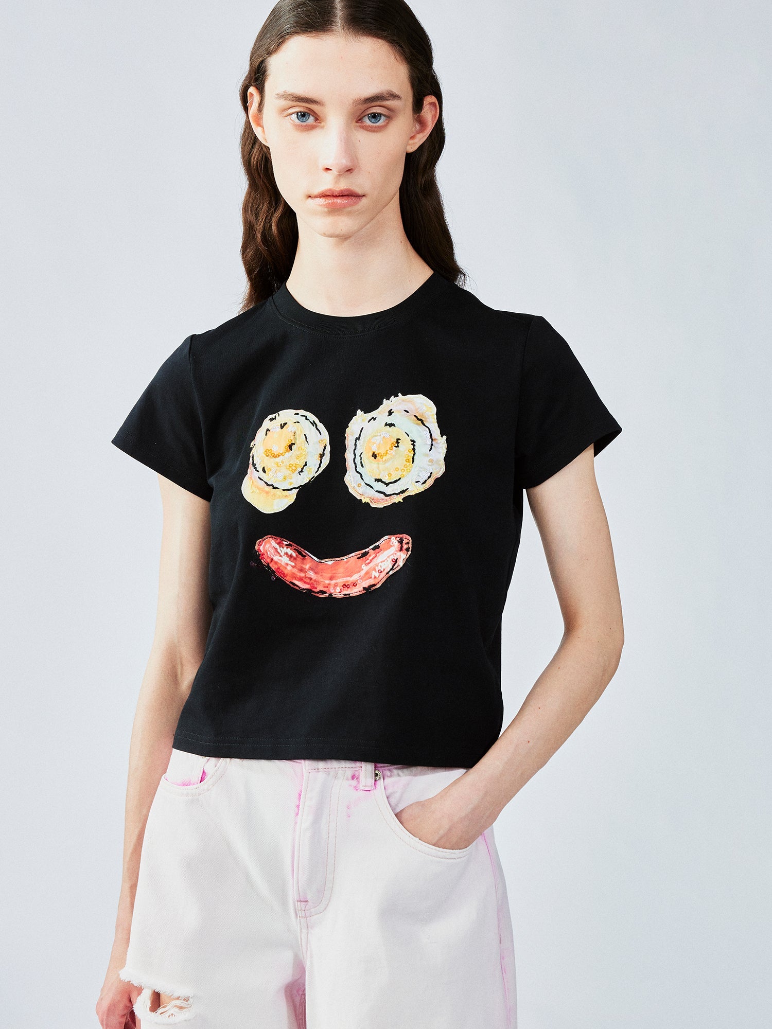 Sausage & egg embroidered tee