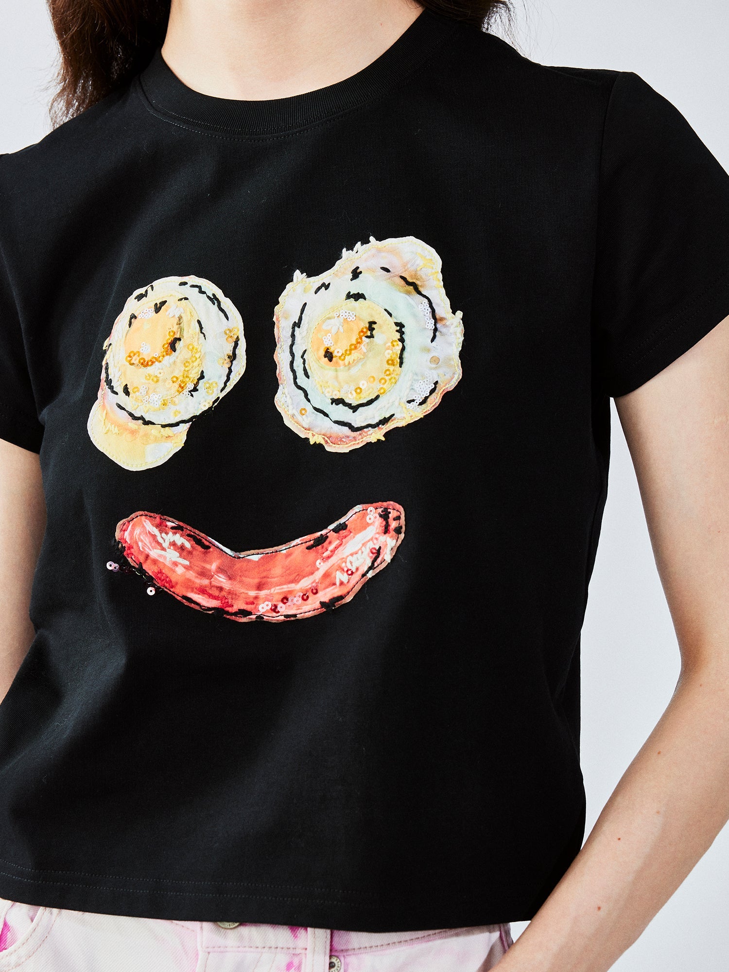 Sausage & egg embroidered tee