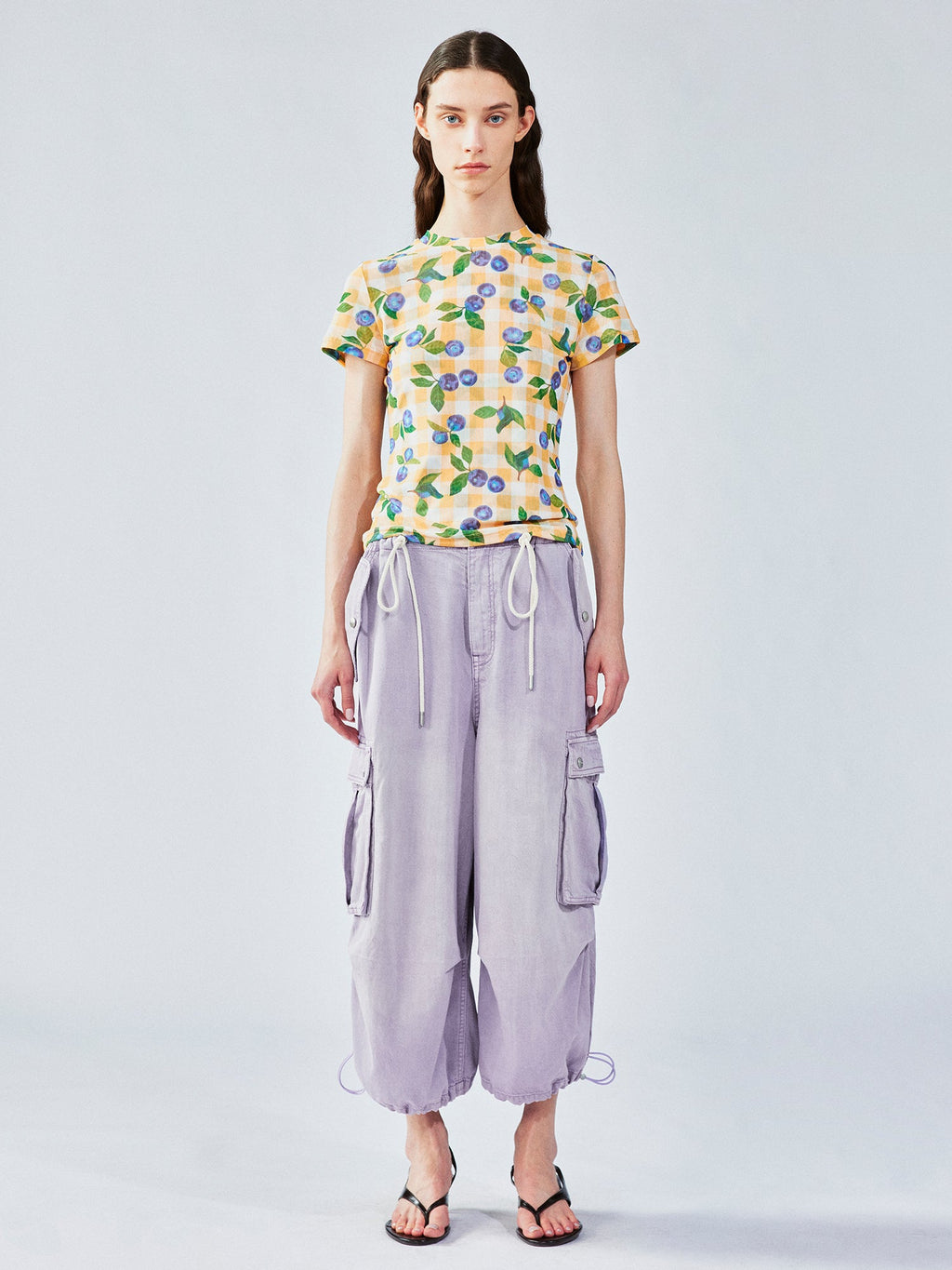 ブルーベリーメッシュプリントTシャツ