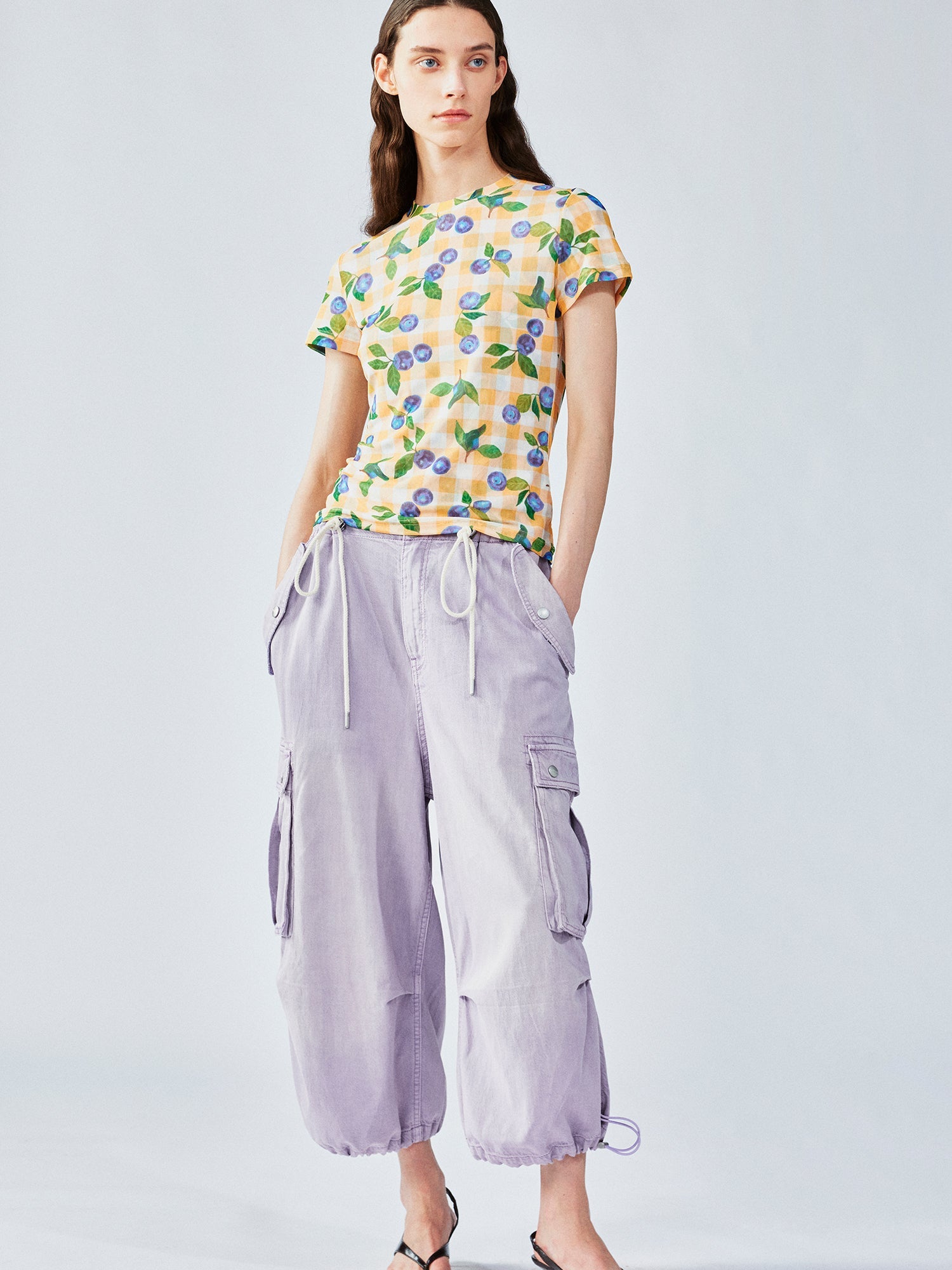 Blueberry mesh print tee