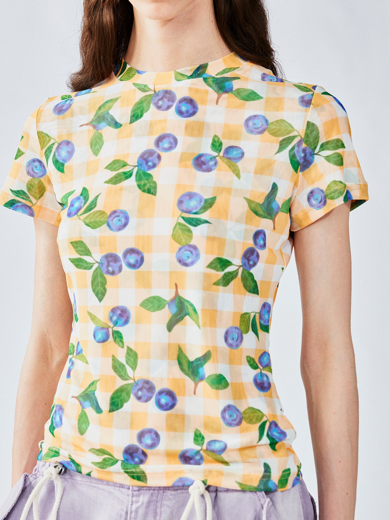 Blueberry mesh print tee