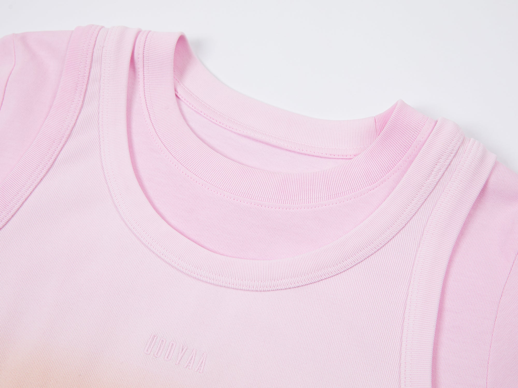 Gradient light faux two-piece tank tee