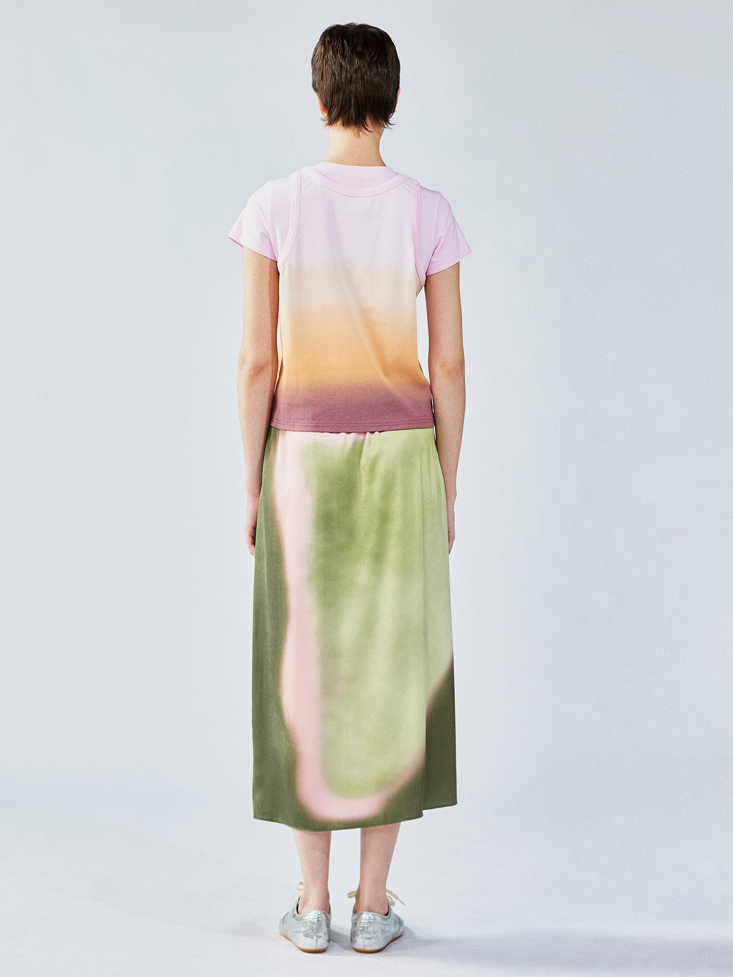 Gradient light faux two-piece tank tee