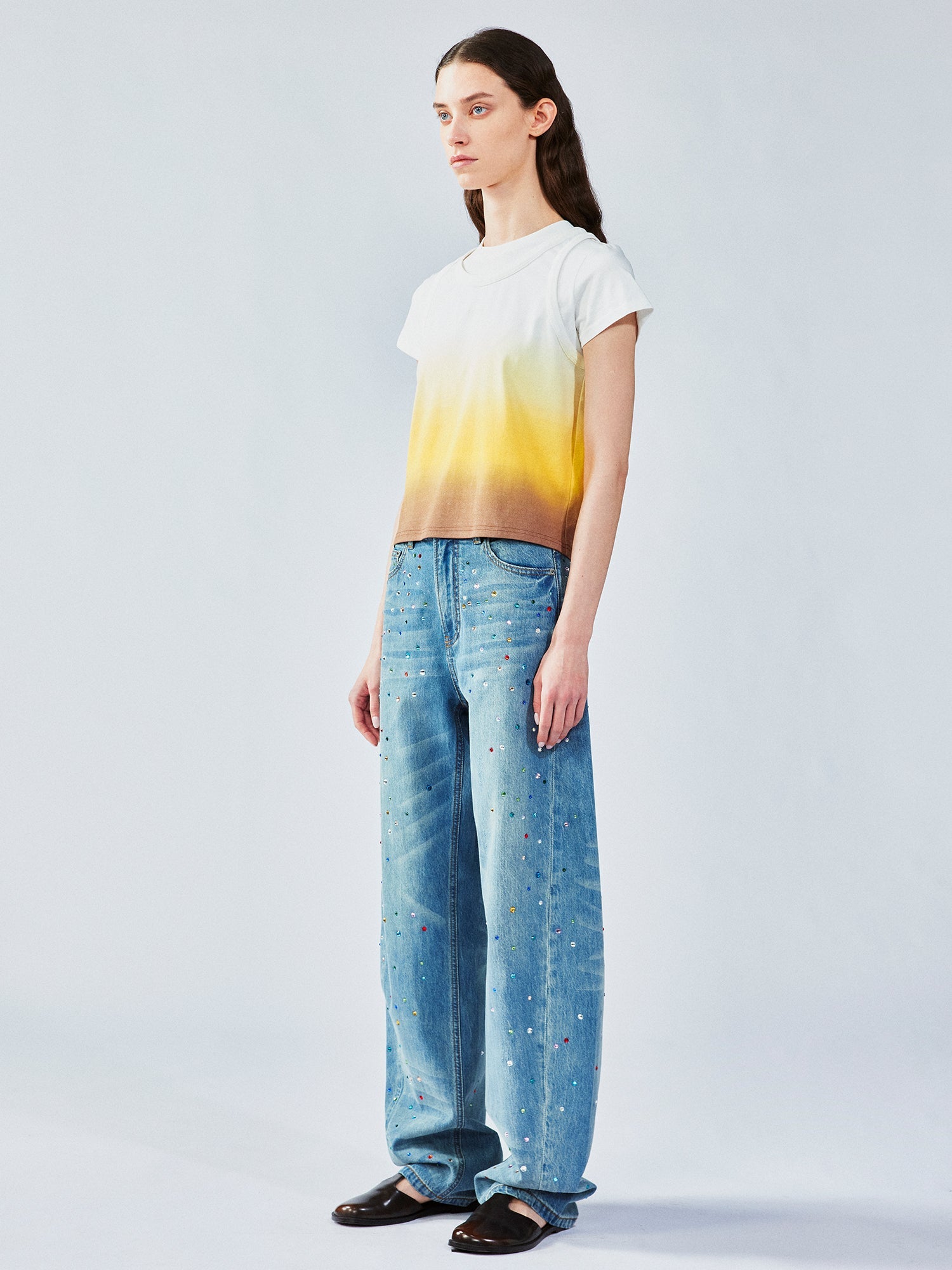 Gradient vest-layered tee