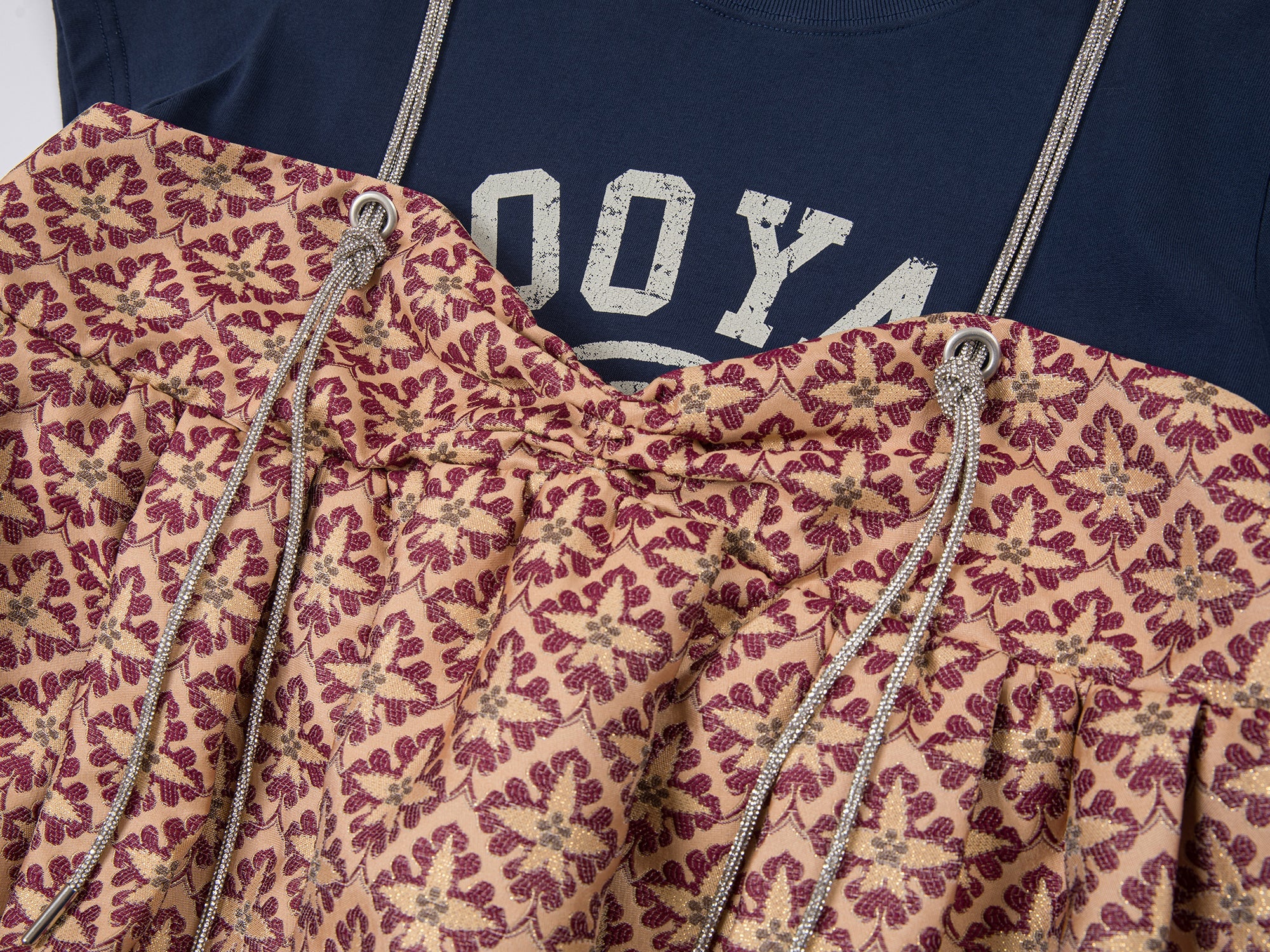 Tee & puffy skirt faux two-piece pullover