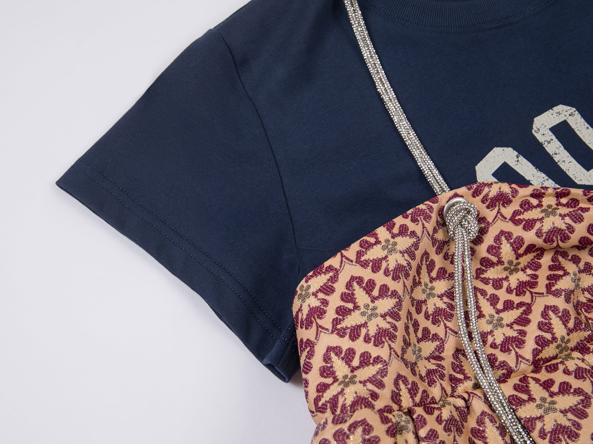 Tee & puffy skirt faux two-piece pullover