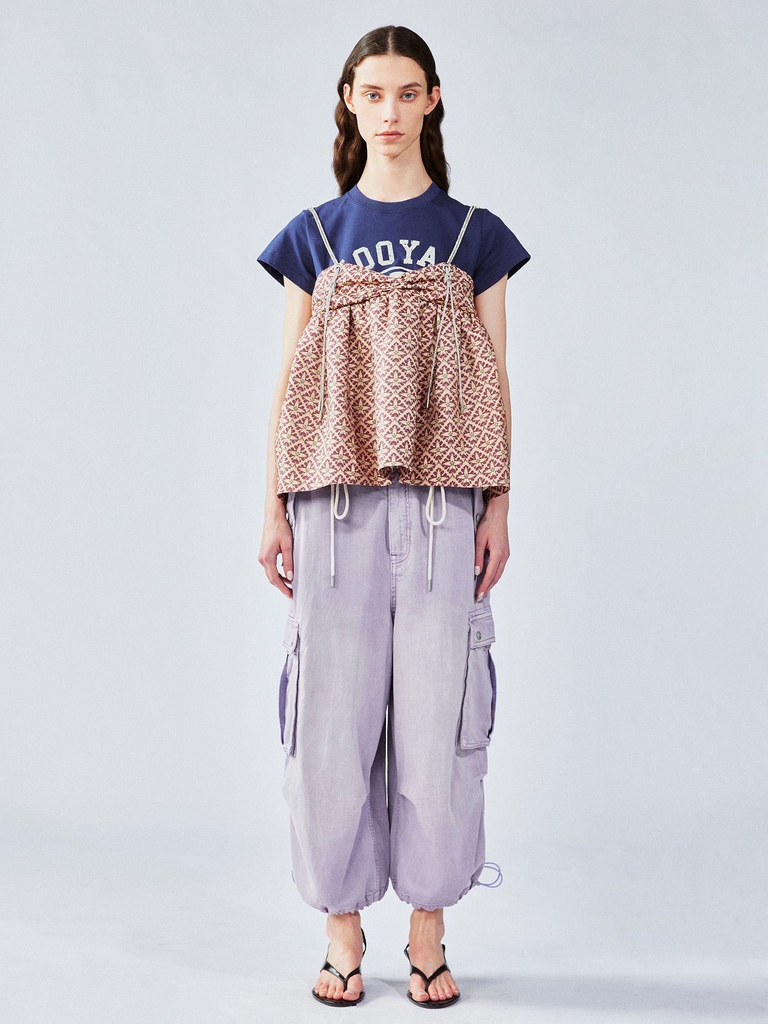 Tee & puffy skirt faux two-piece pullover