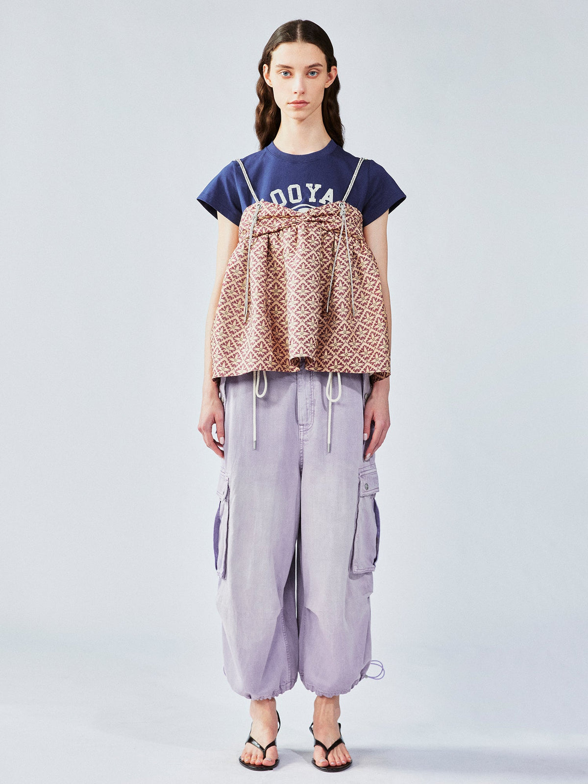Tee & puffy skirt faux two-piece pullover