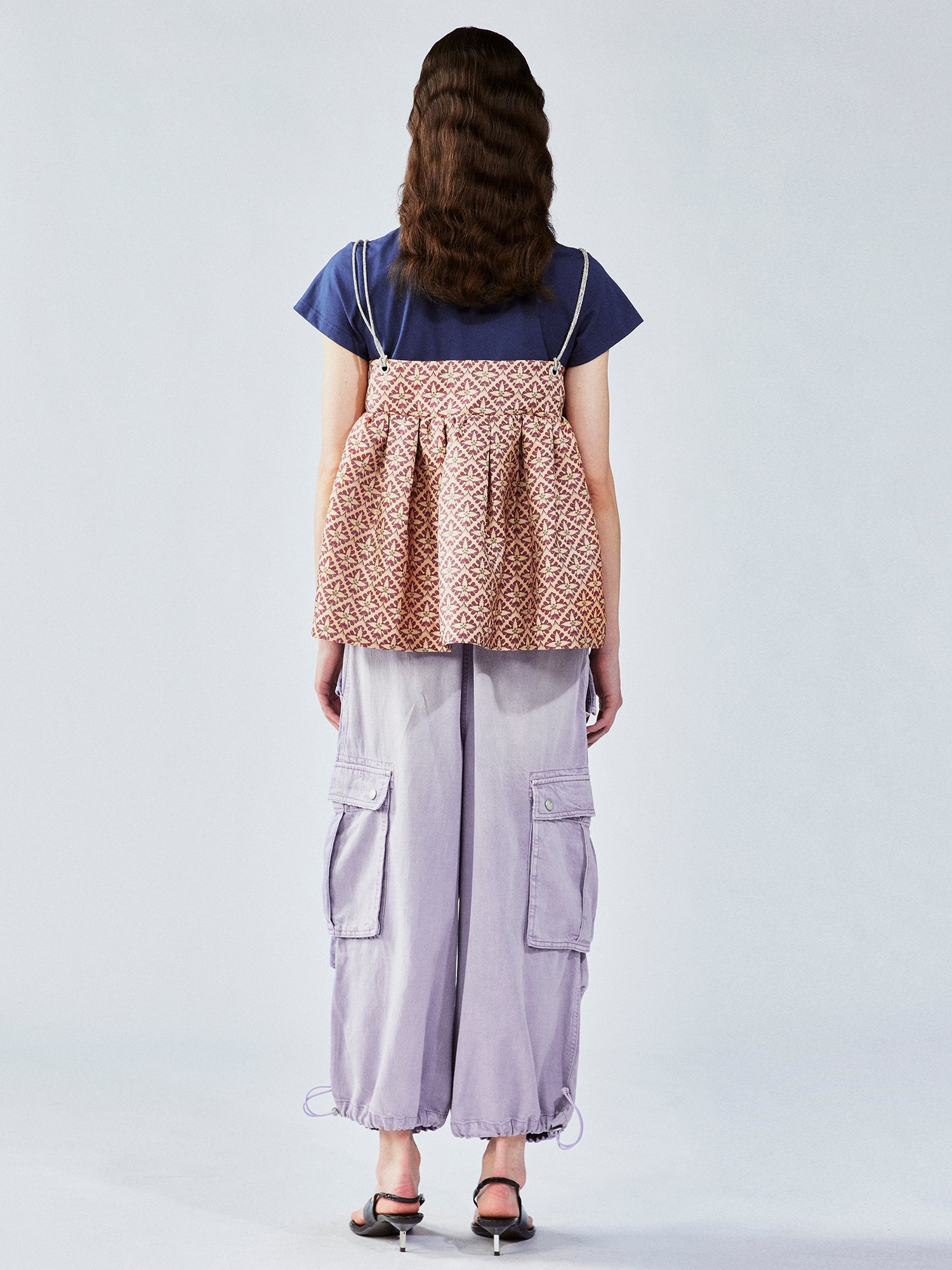 Tee & puffy skirt faux two-piece pullover