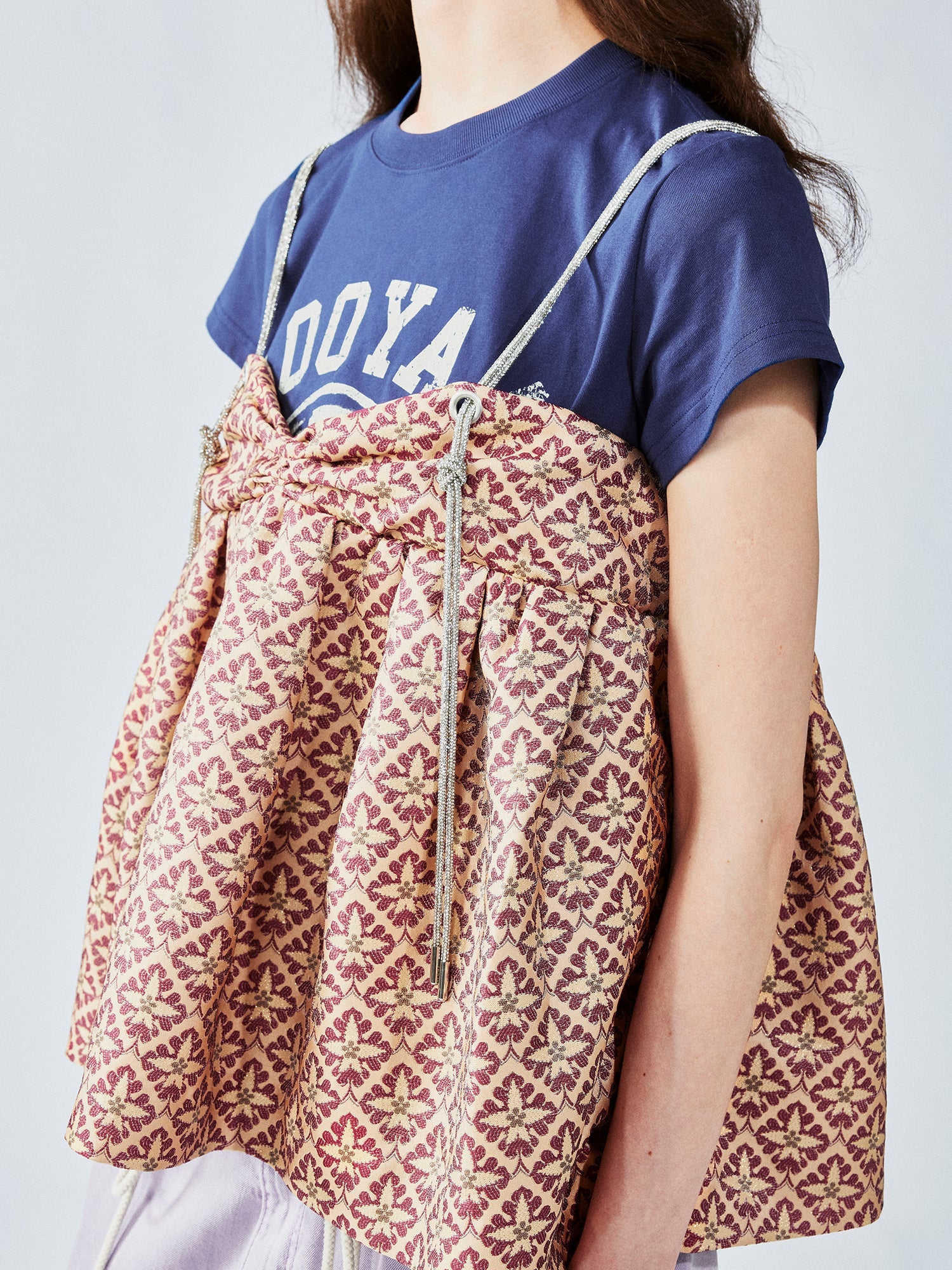 Tee & puffy skirt faux two-piece pullover