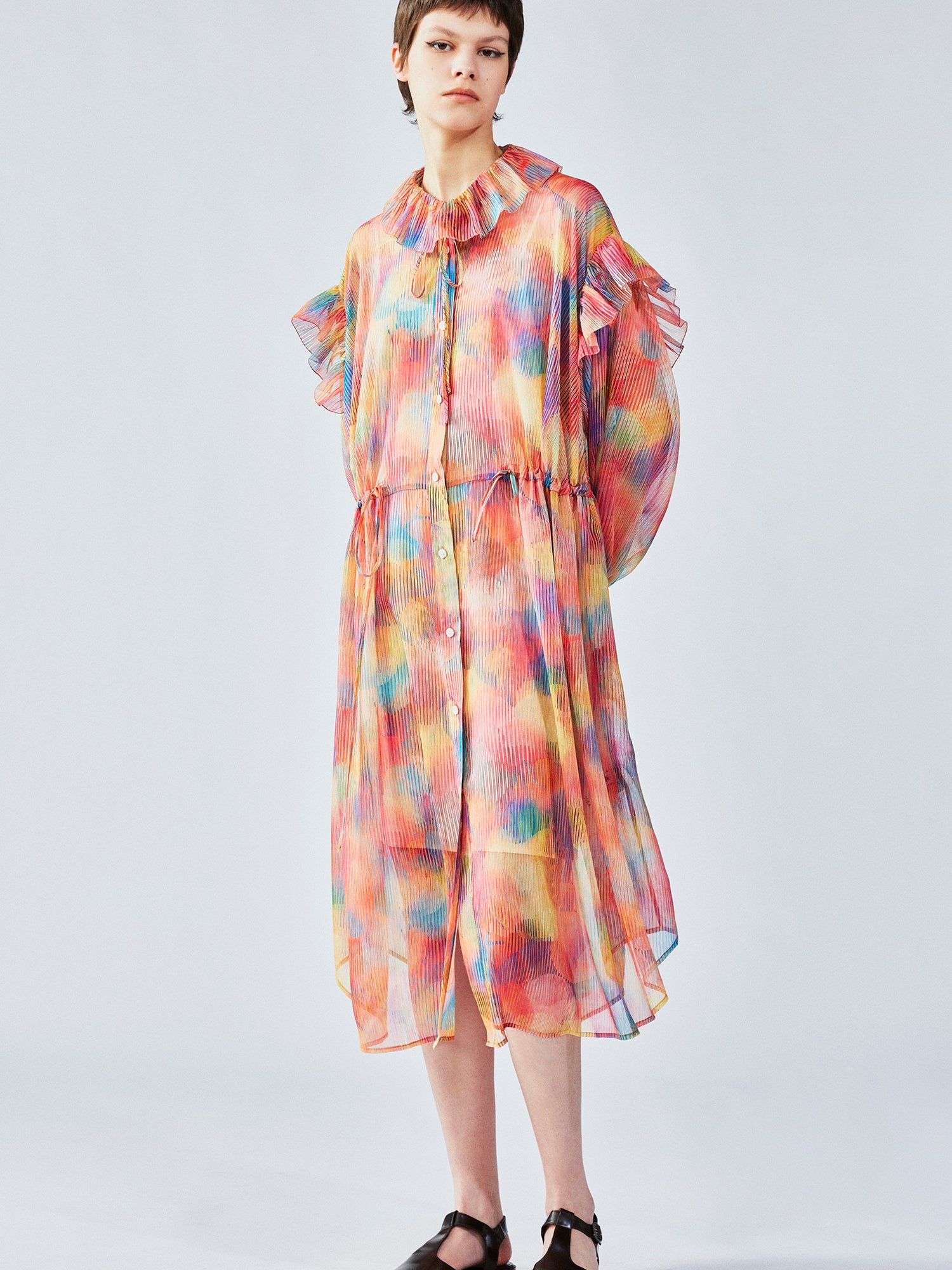 Dreamy light ruffle collar dress