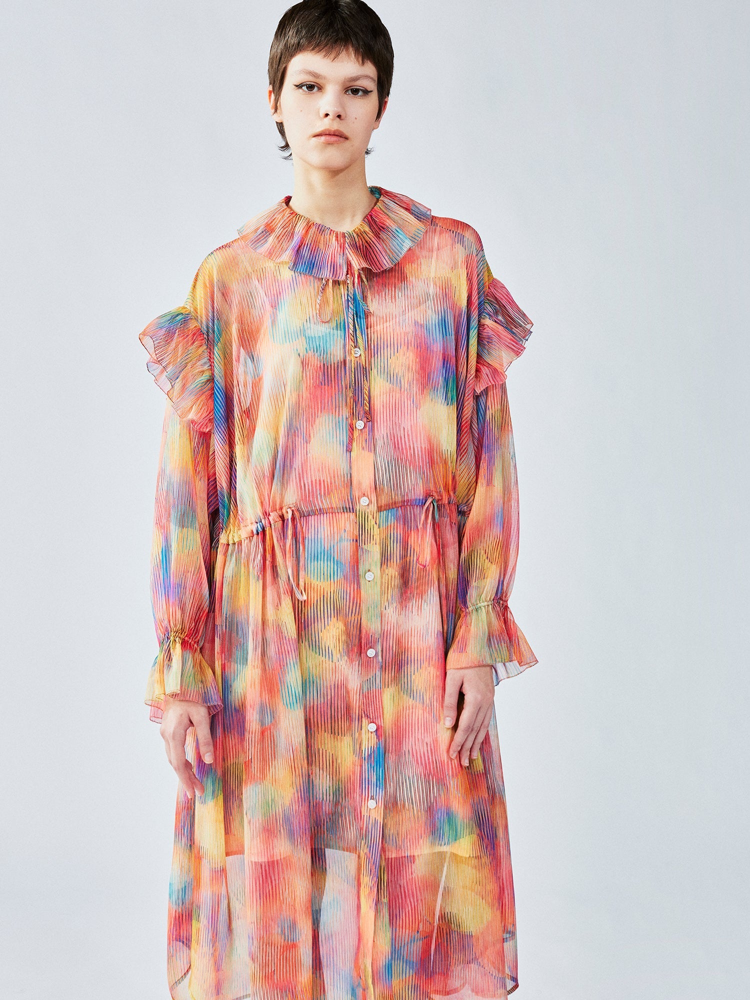 Dreamy light ruffle collar dress