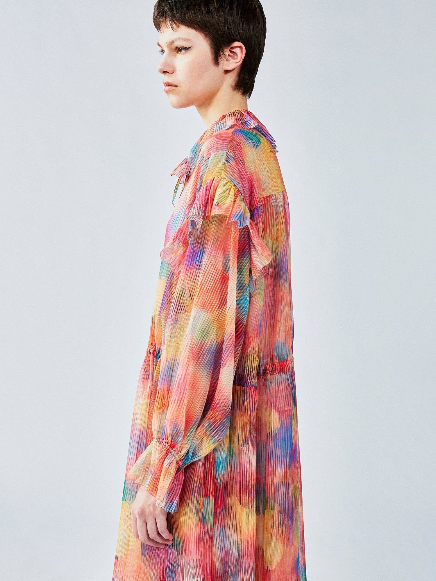 Dreamy light ruffle collar dress