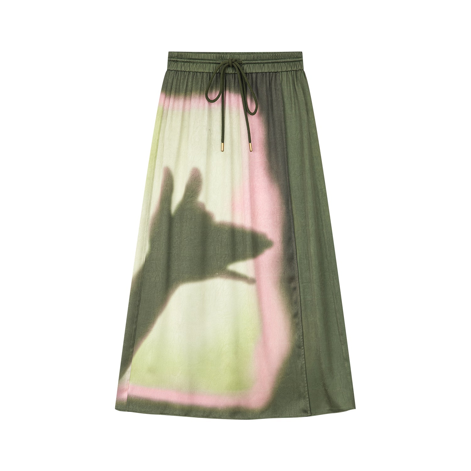 Shadow play print wrap skirt