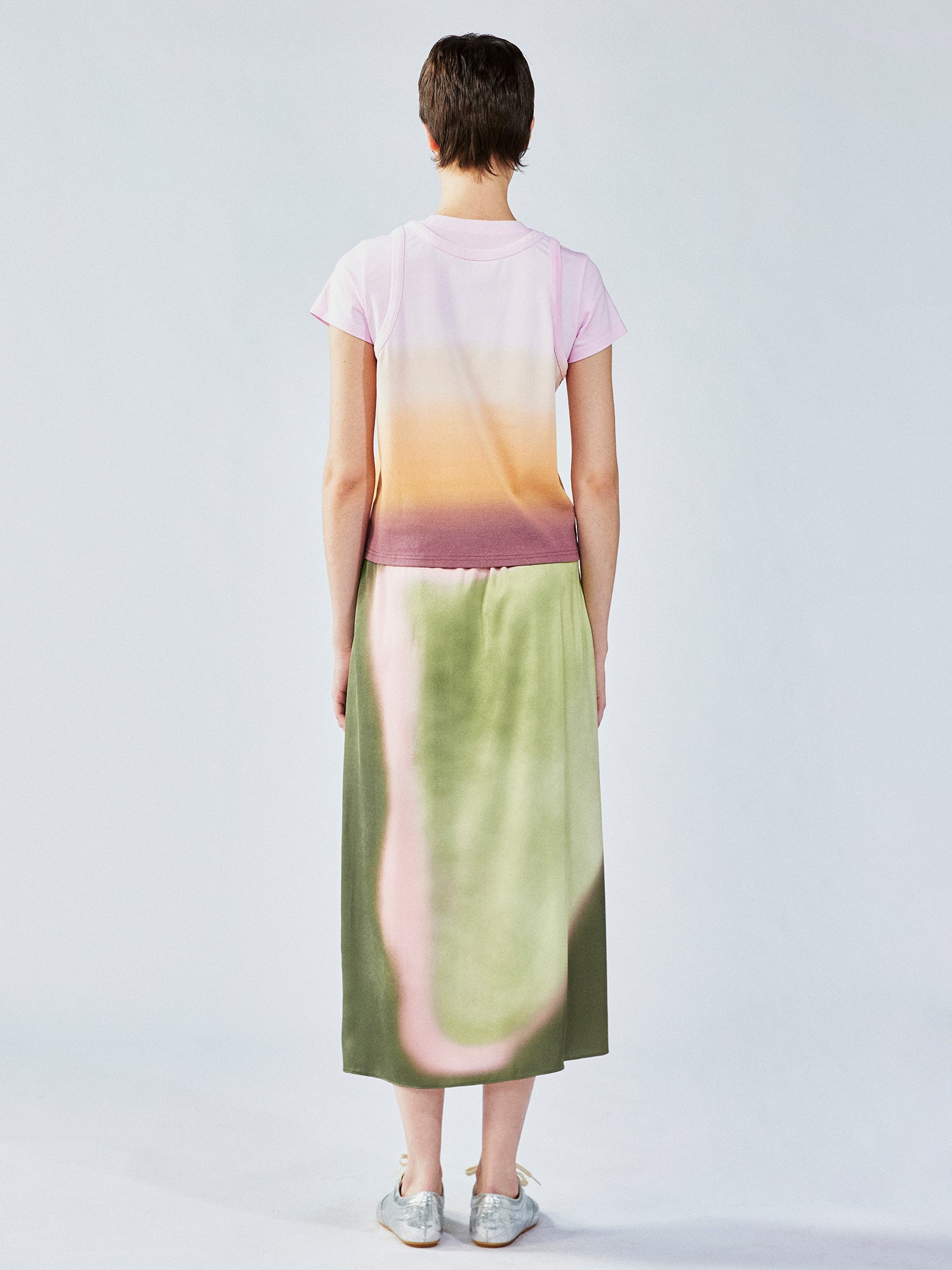 Shadow play print wrap skirt