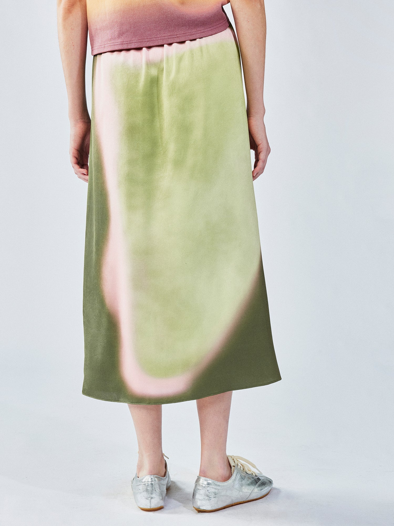 Shadow play print wrap skirt