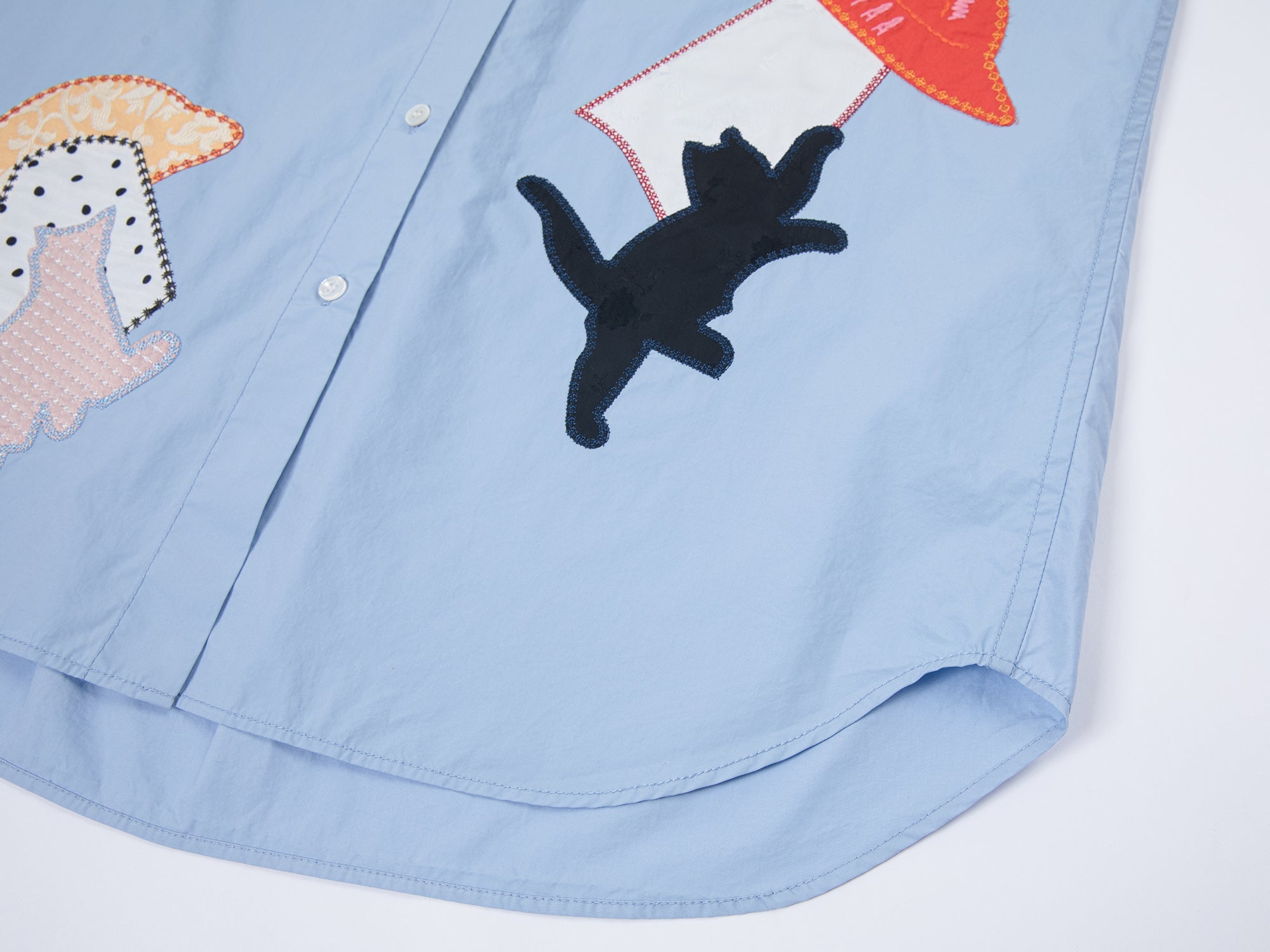 UFO cat appliqué embroidery shirt