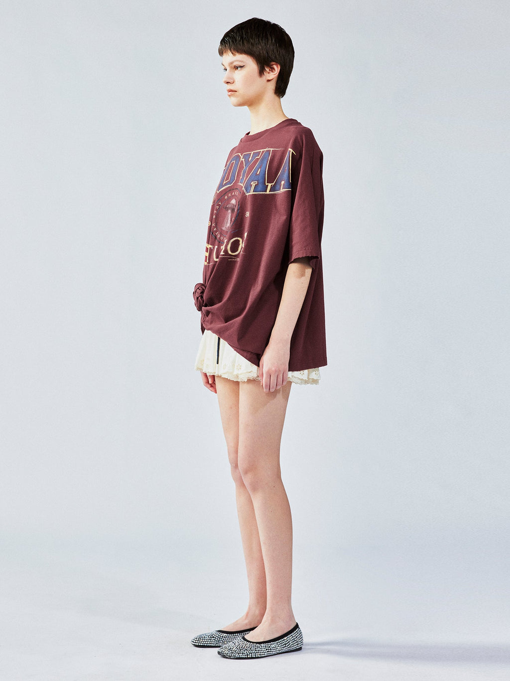 UFO cat knotted tee