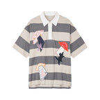 UFO cat appliqué polo tee