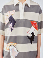 UFO cat appliqué polo tee