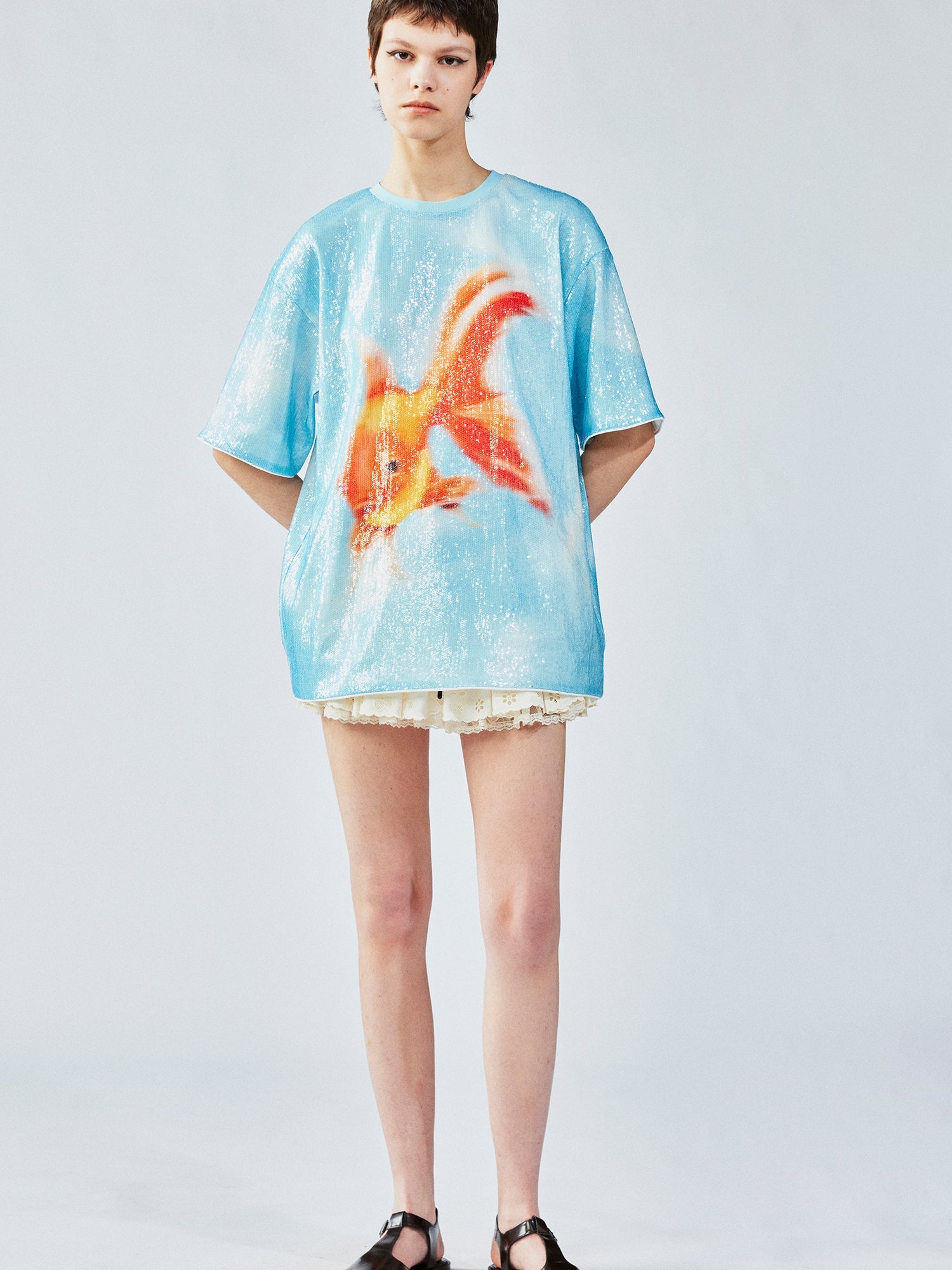 Sequin goldfish pullover