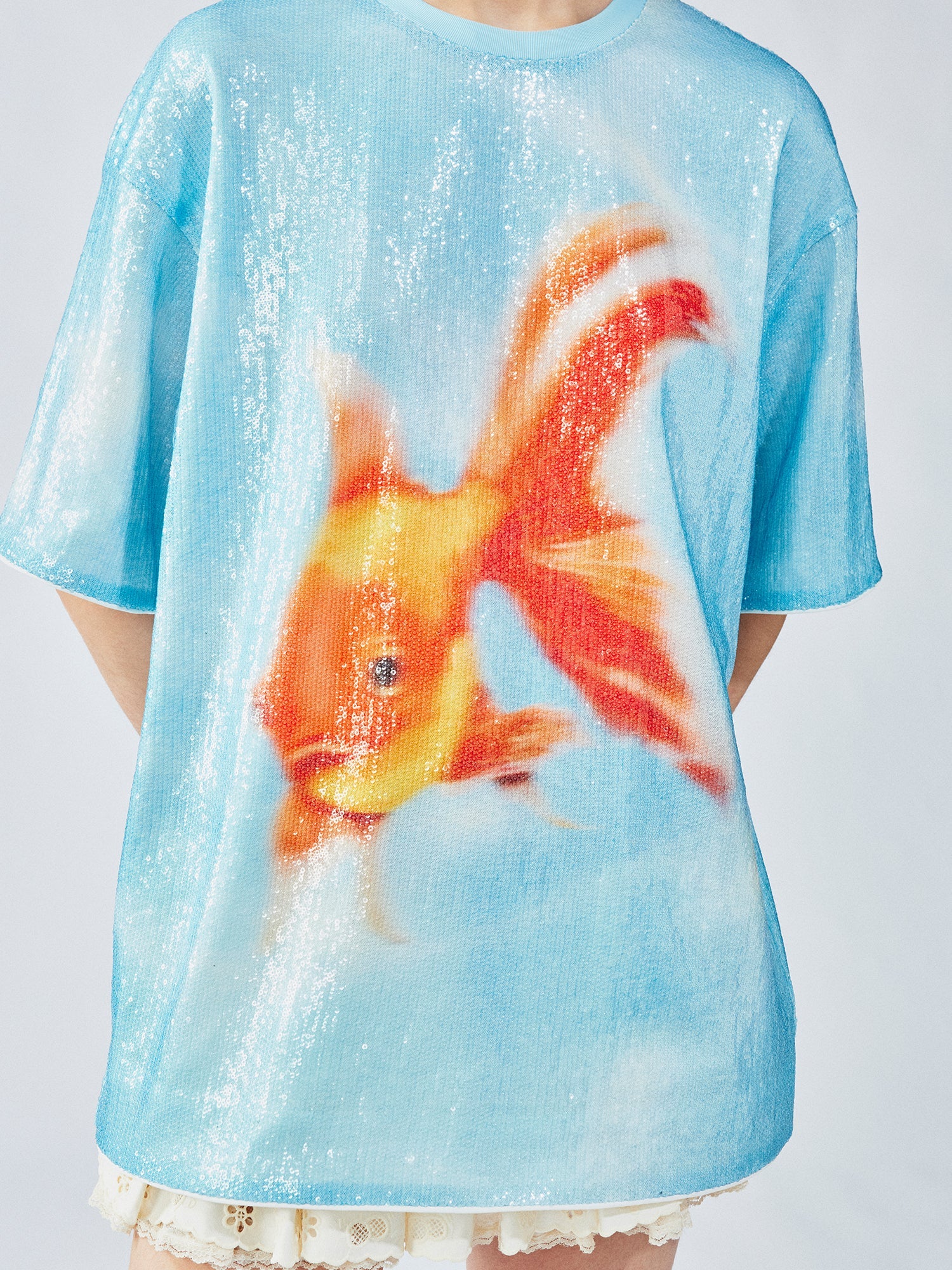 Sequin goldfish pullover