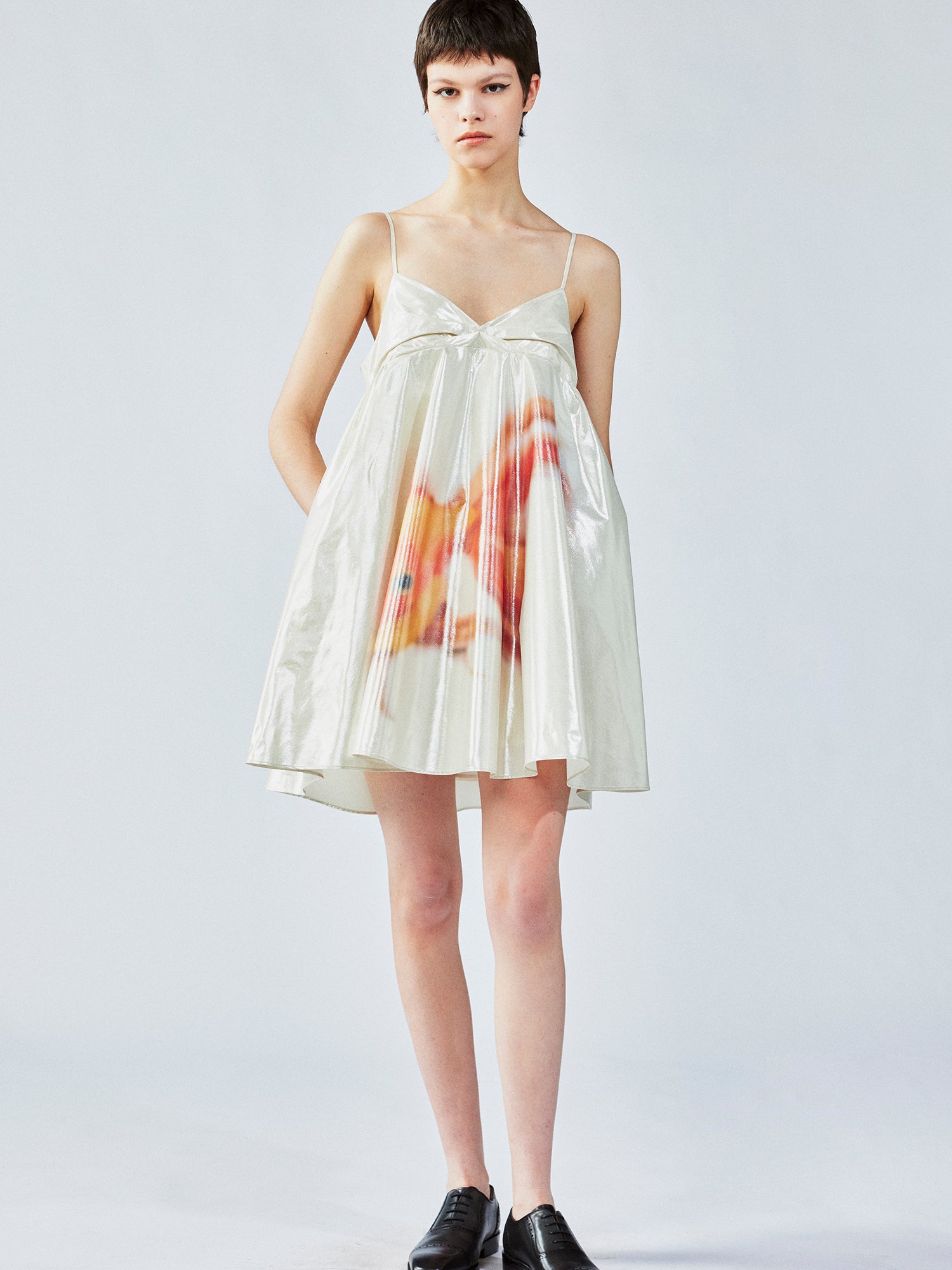 Foil goldfish camisole dress