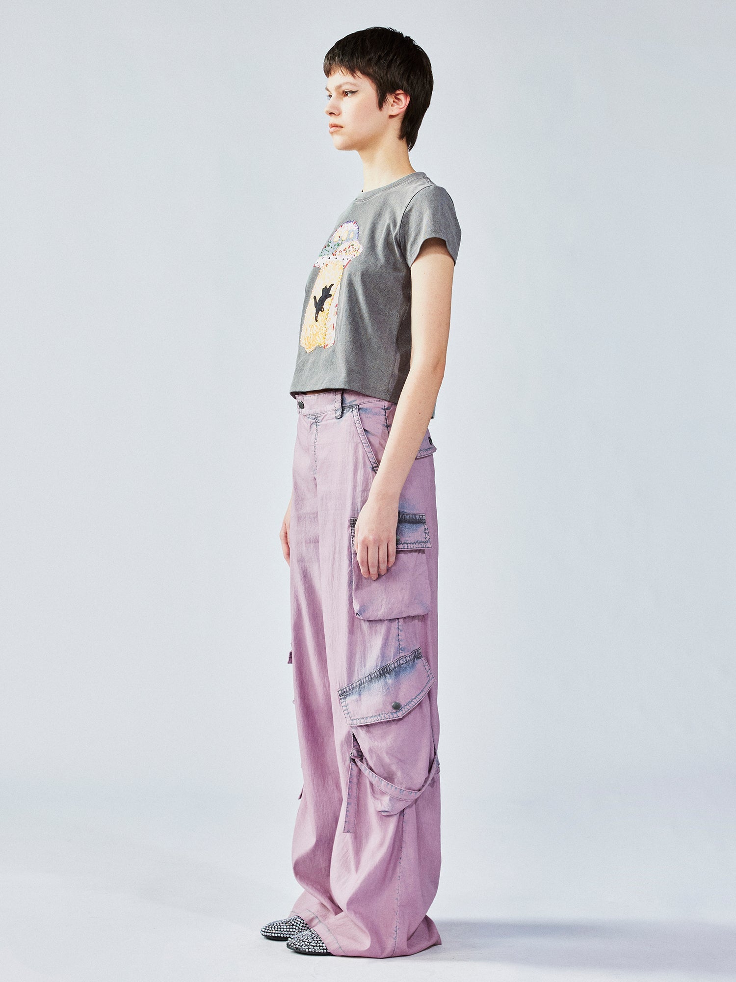 Lavender washed utility pants