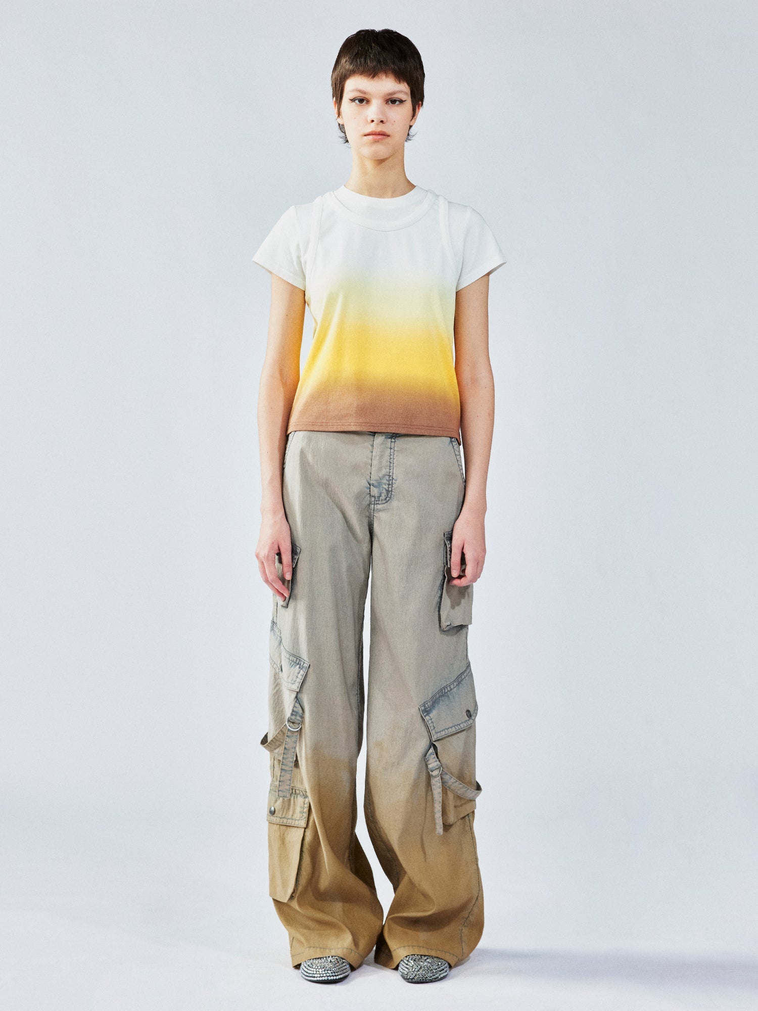 Gradient washed utility pants