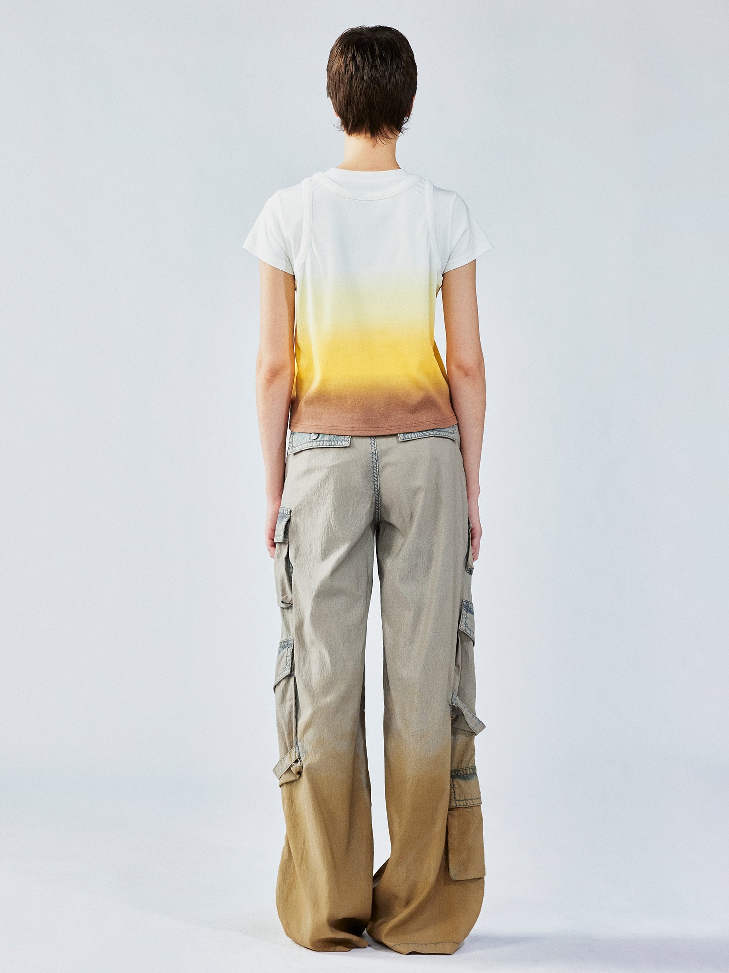 Gradient washed utility pants