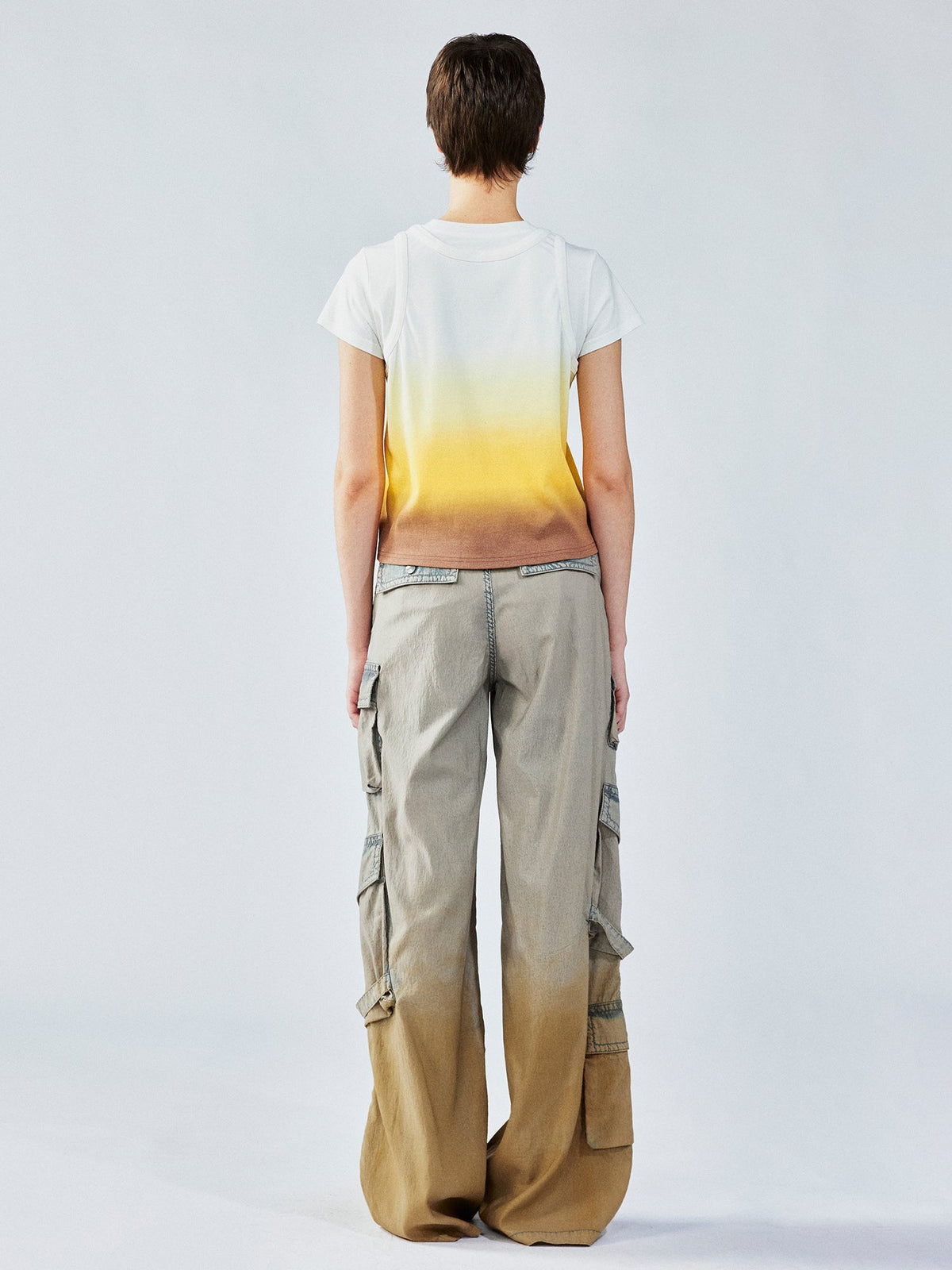 Gradient washed utility pants