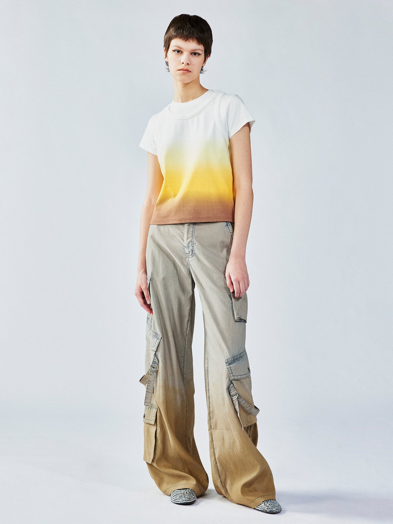 Gradient washed utility pants