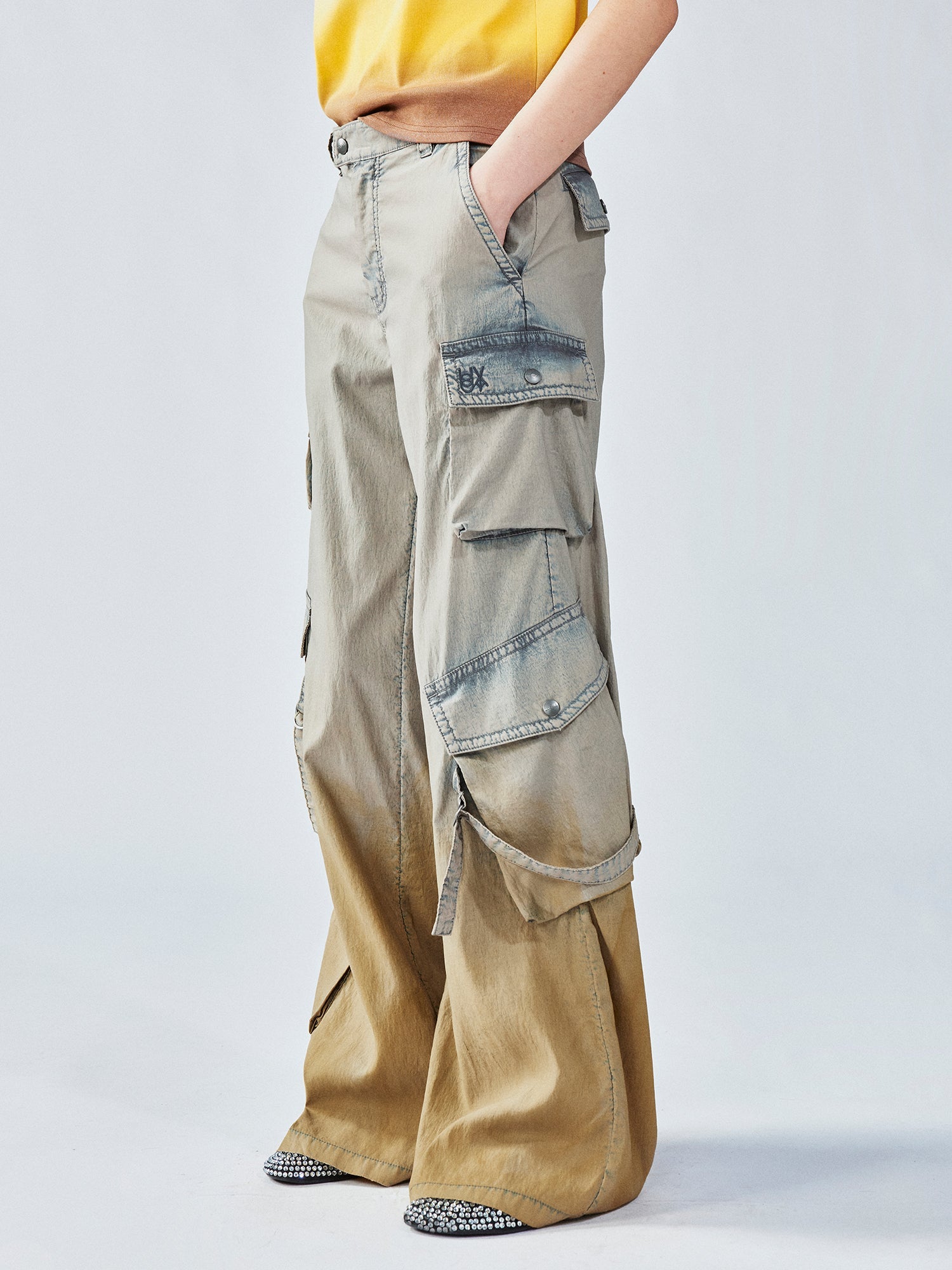 Gradient washed utility pants