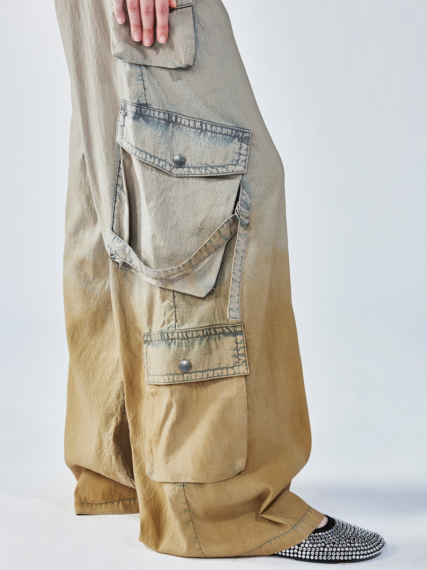 Gradient washed utility pants