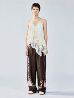 UFO cat jacquard pants
