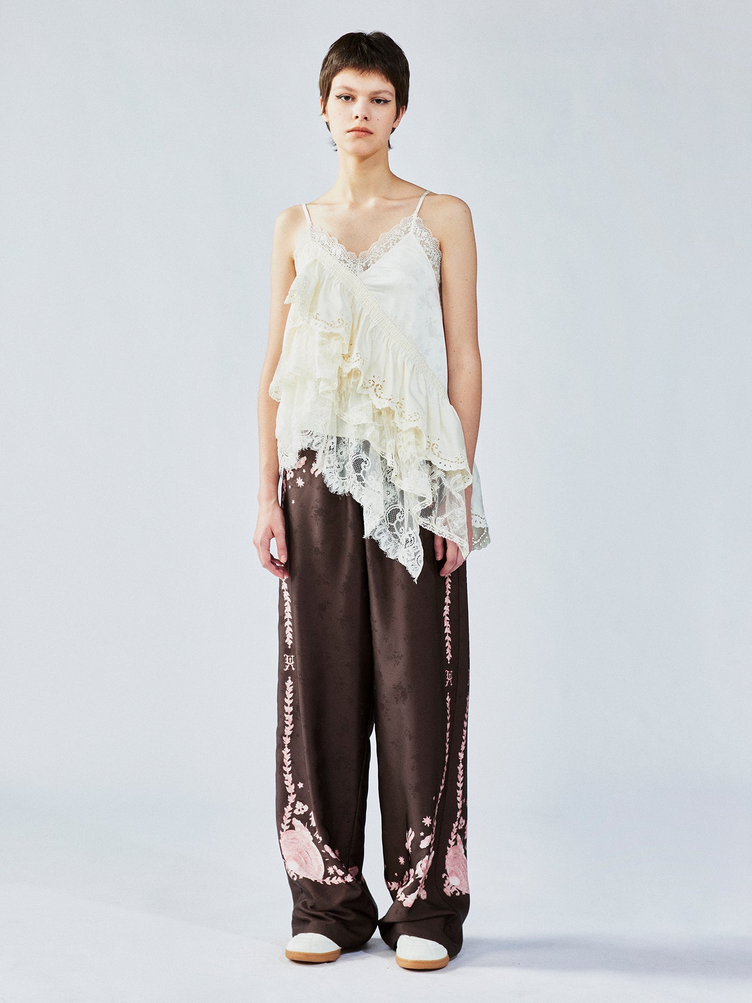 UFO cat jacquard pants