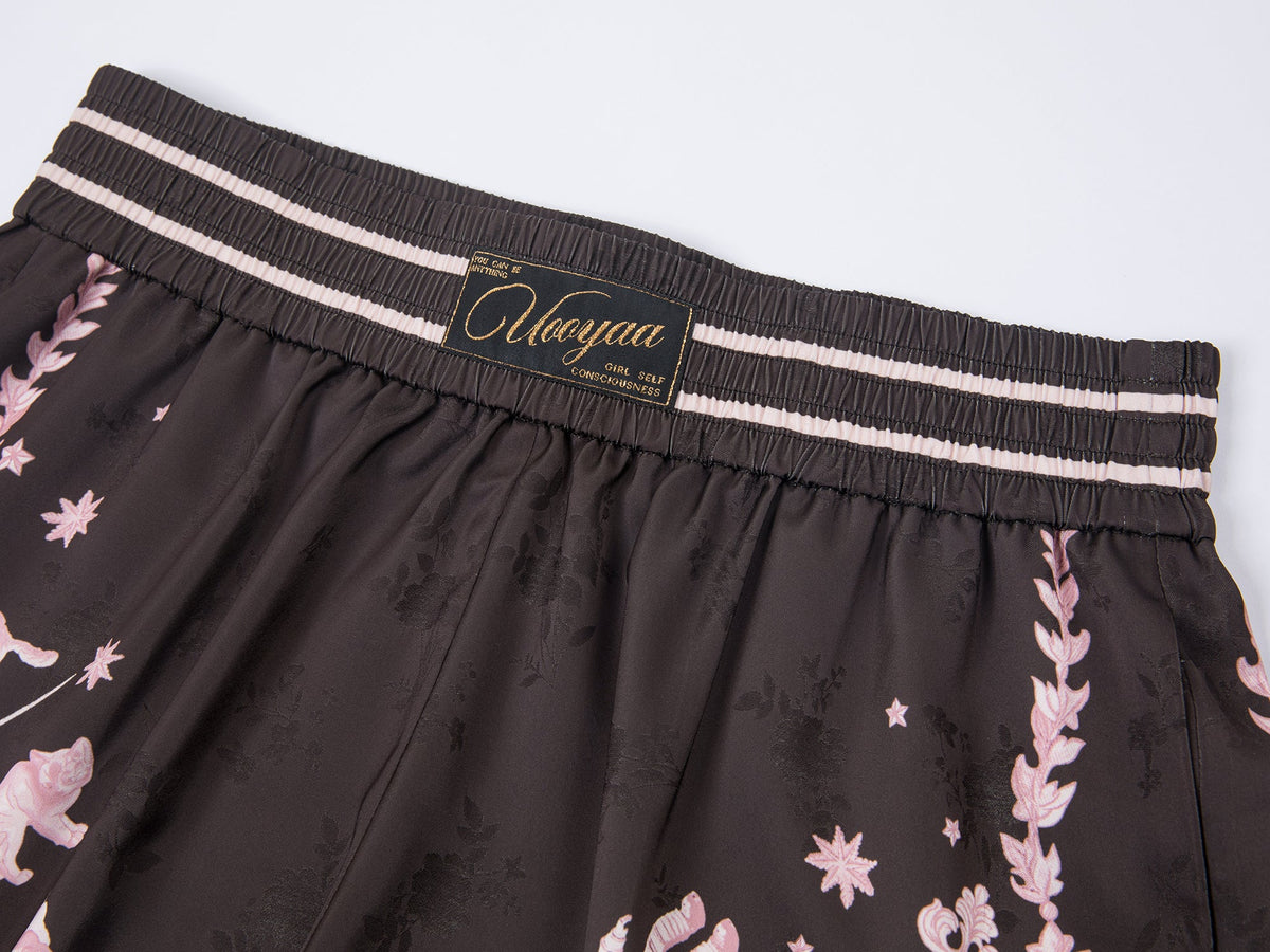 UFO cat jacquard shorts