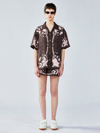 UFO cat jacquard shorts