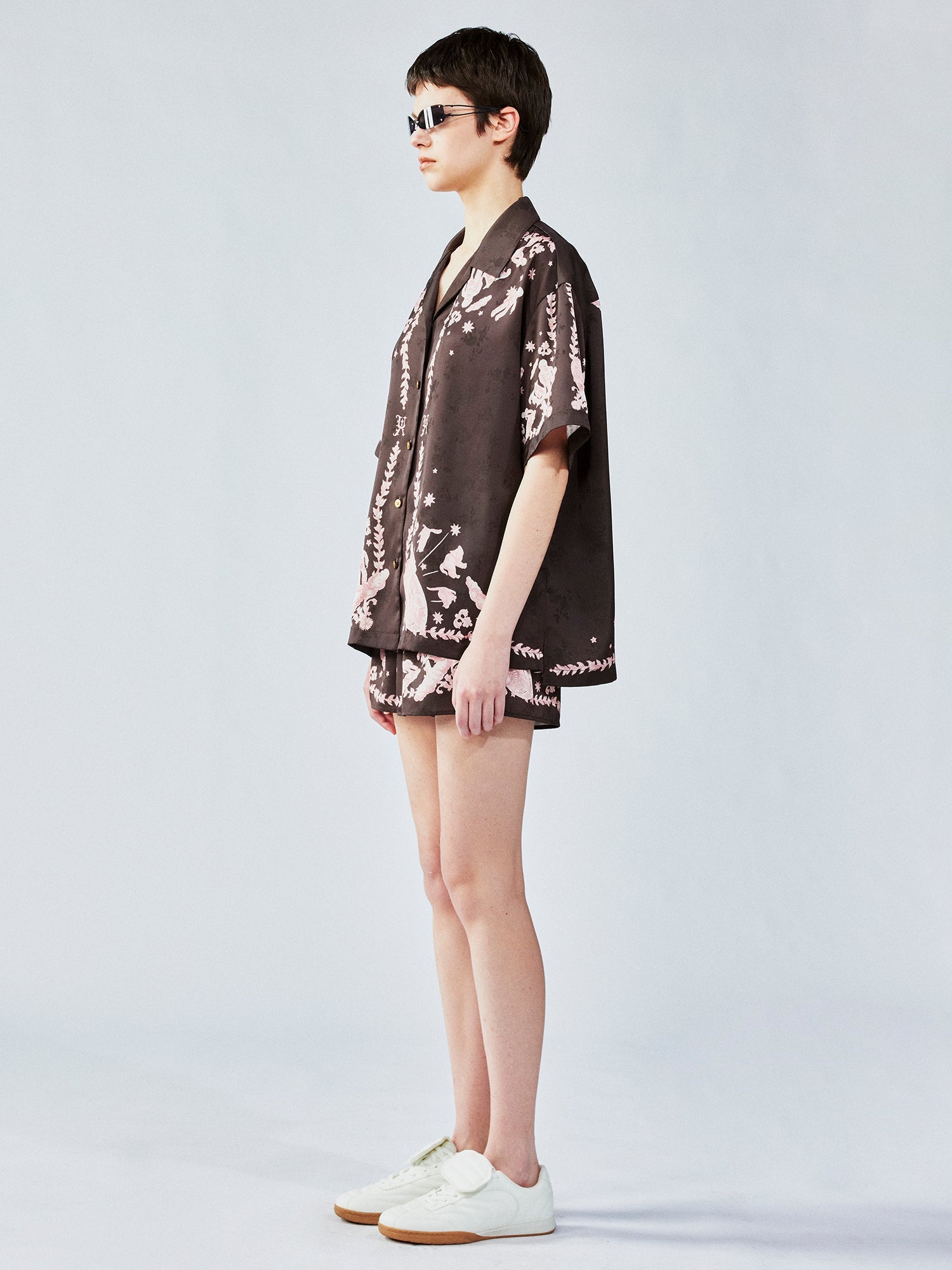 UFO cat jacquard shorts