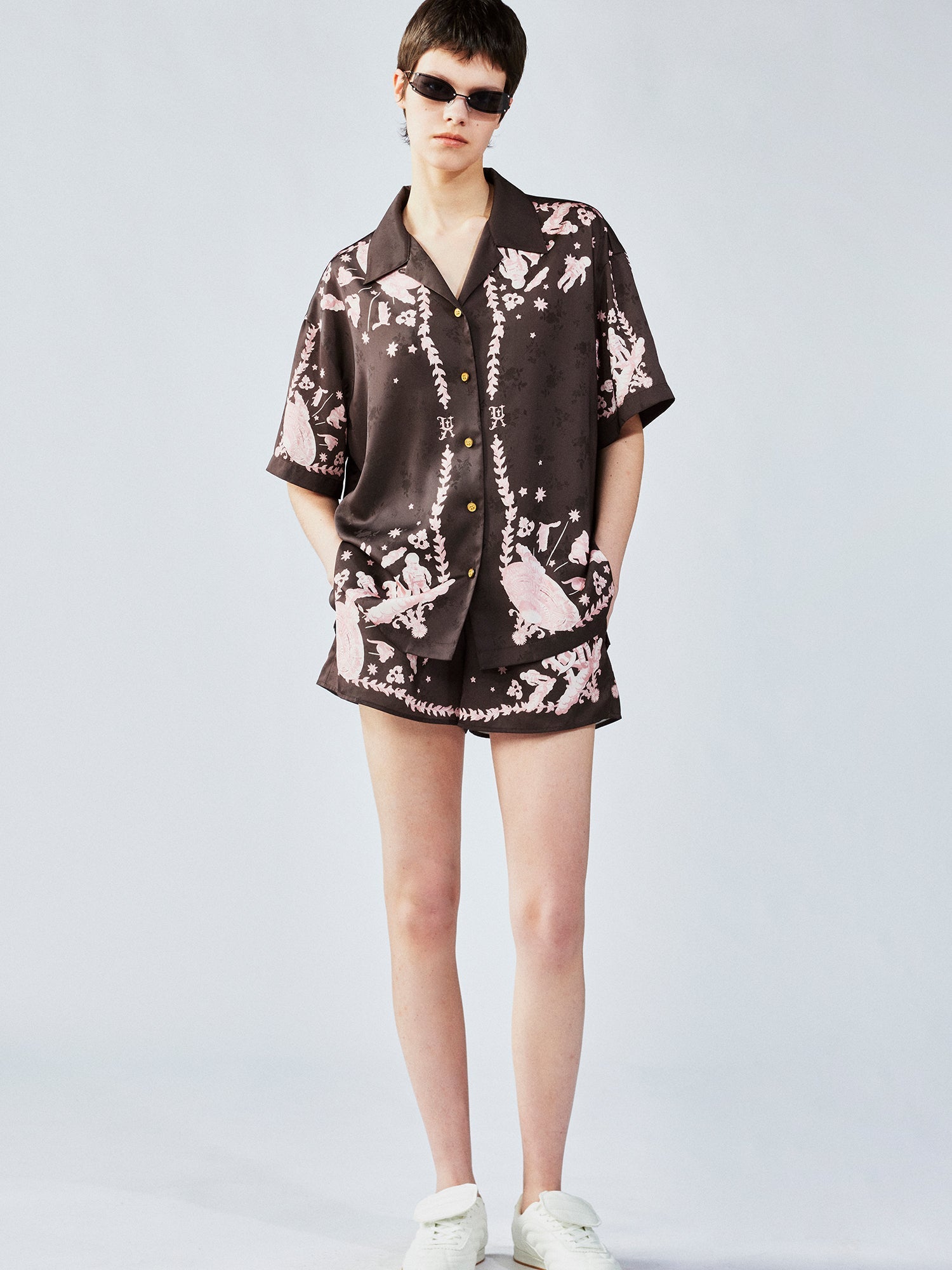 UFO cat jacquard shorts