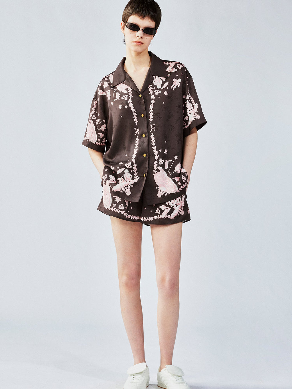 UFO cat jacquard shorts