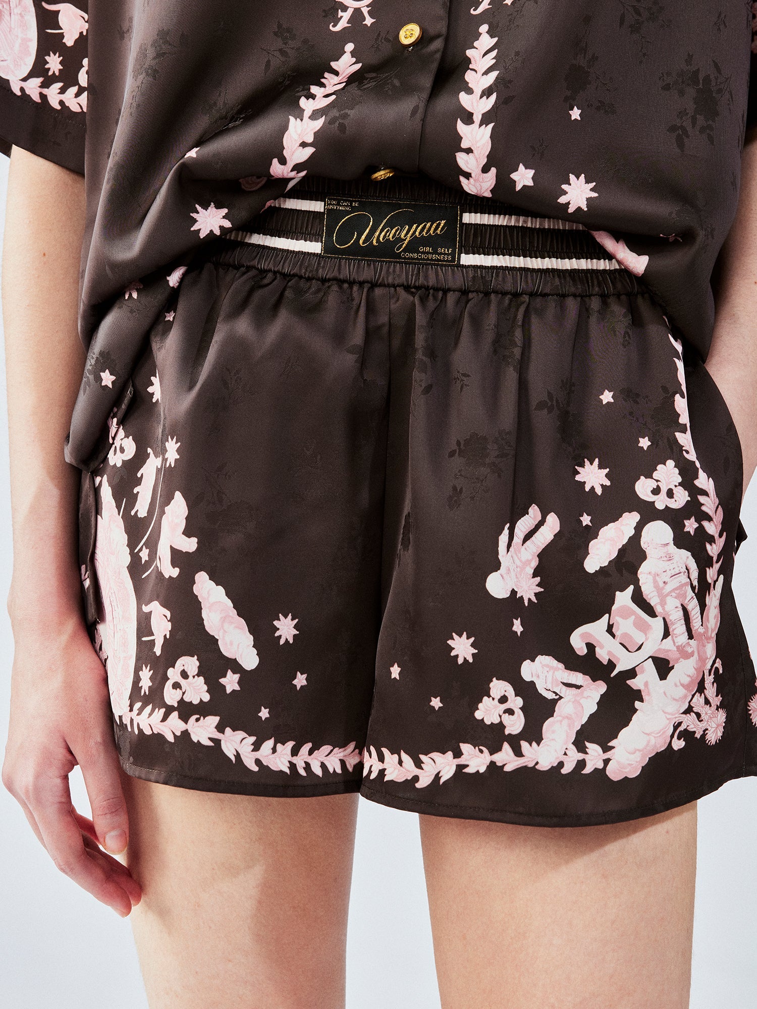 UFO cat jacquard shorts